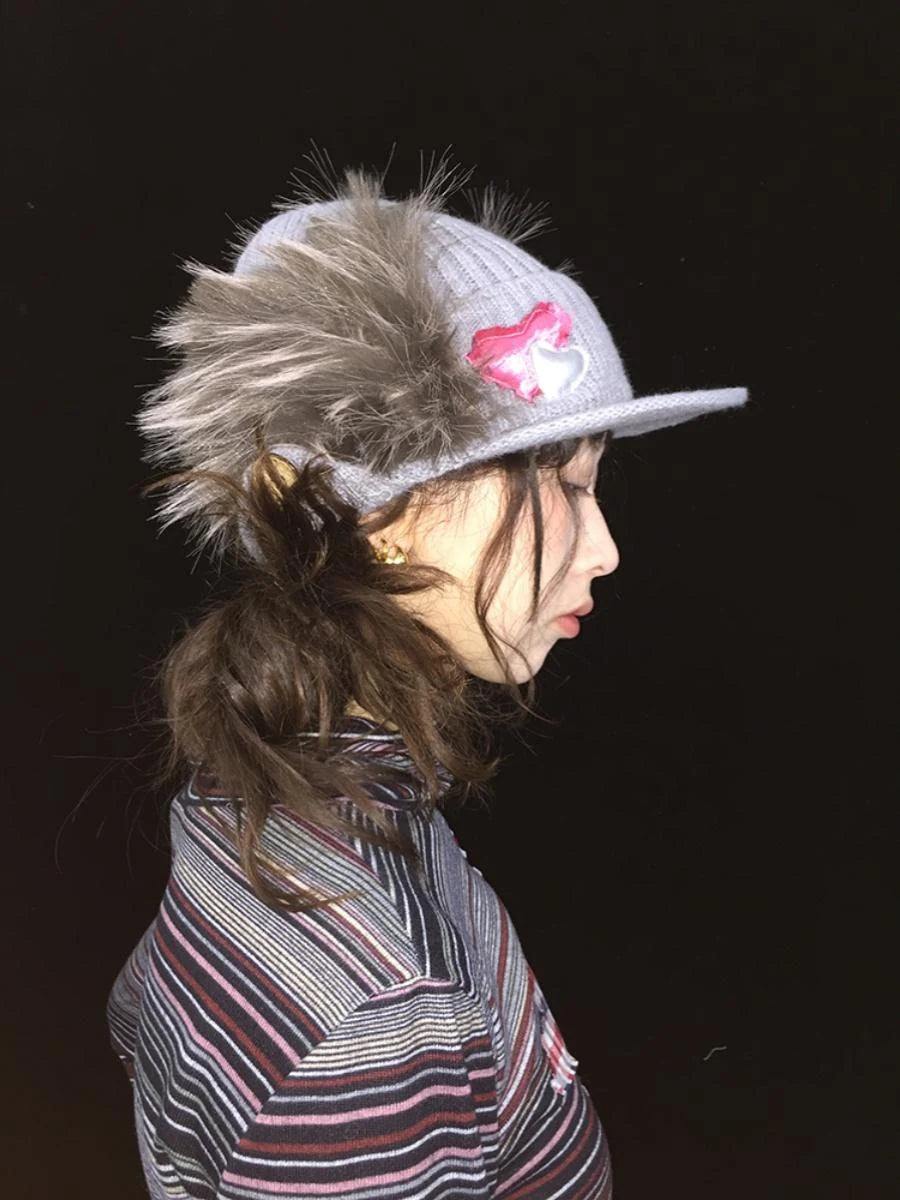 Winter Retro Thick Windproof Faux Fur Patchwork Trapper Hat