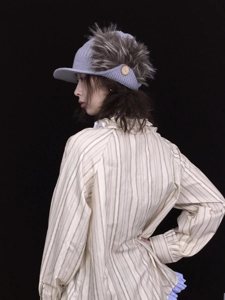 Winter Retro Thick Windproof Faux Fur Patchwork Trapper Hat