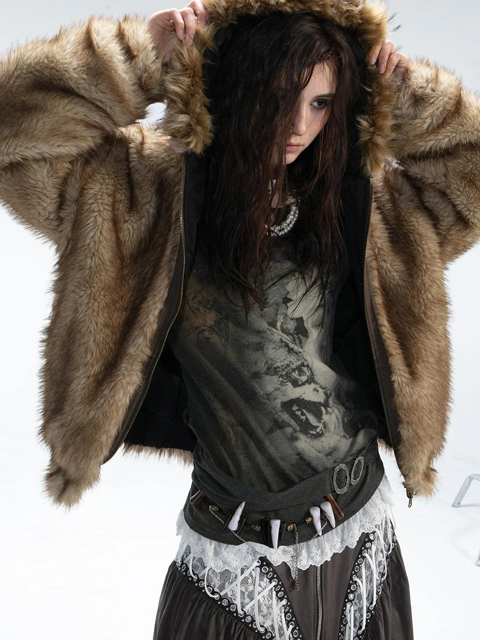Winter Reversible Faux Fur Hooded Teddy Coat Jacket