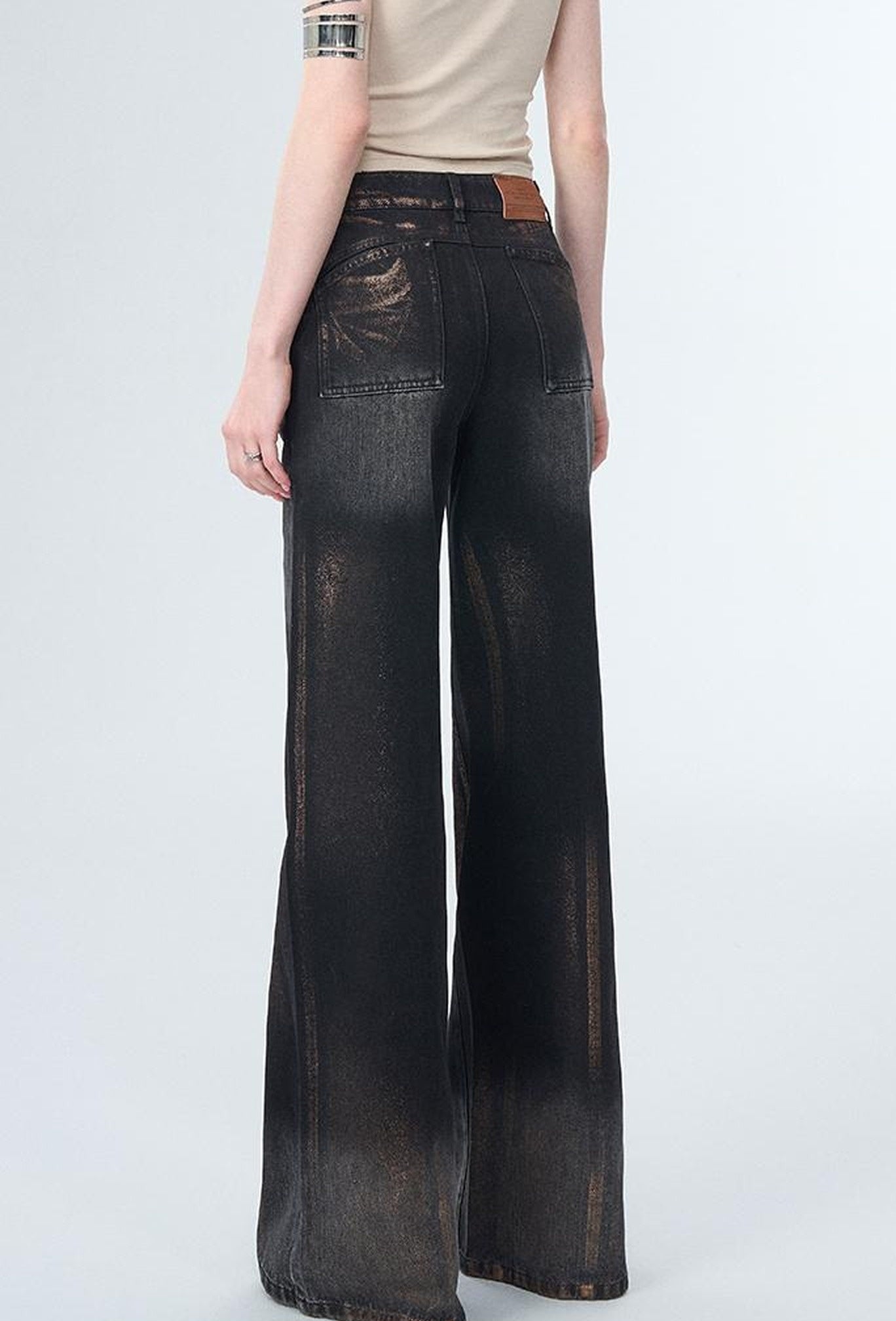 OfAkiva Winter Wide Leg Jeans Women Split Design Pants