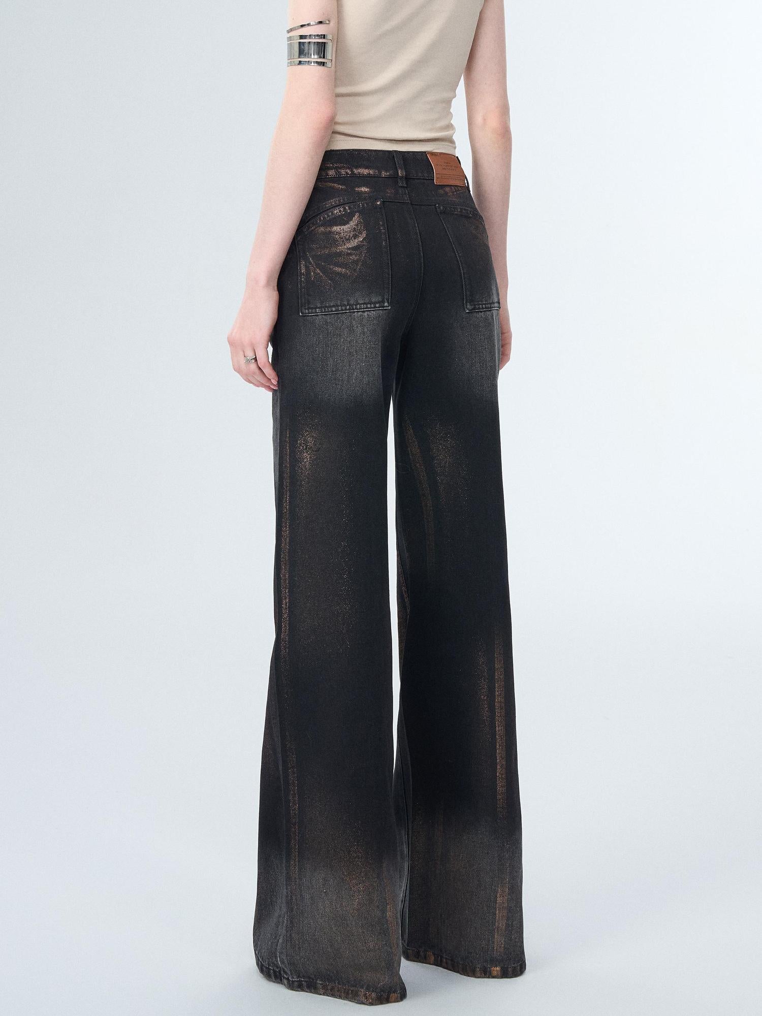 OfAkiva Winter Wide Leg Jeans Women Split Design Pants