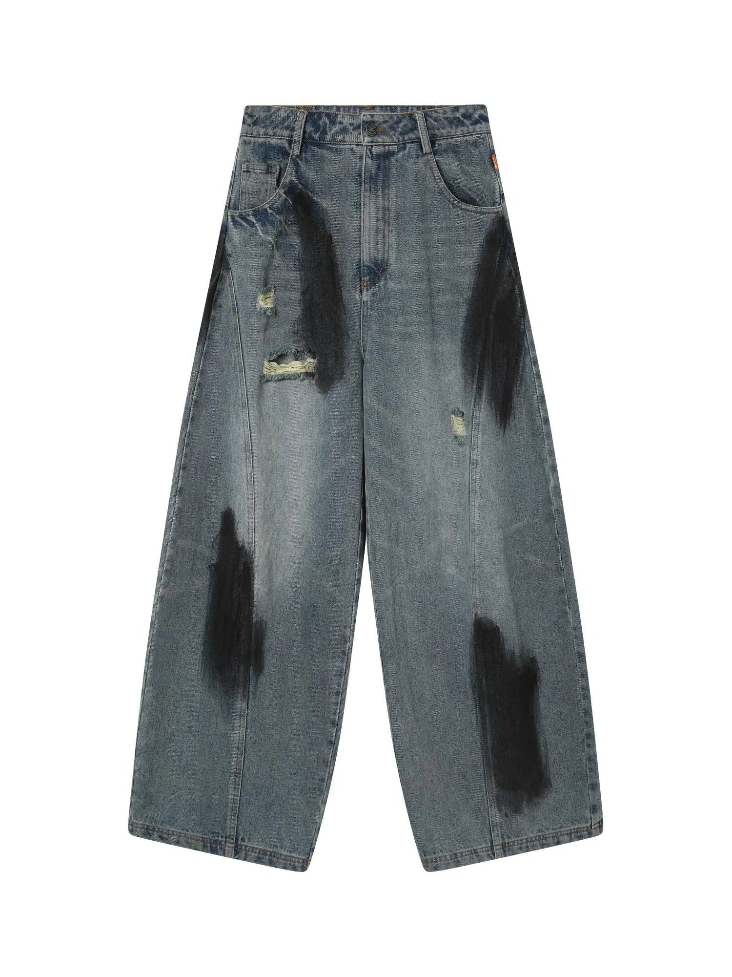 Banana-Cut Wide Leg Denim Pants