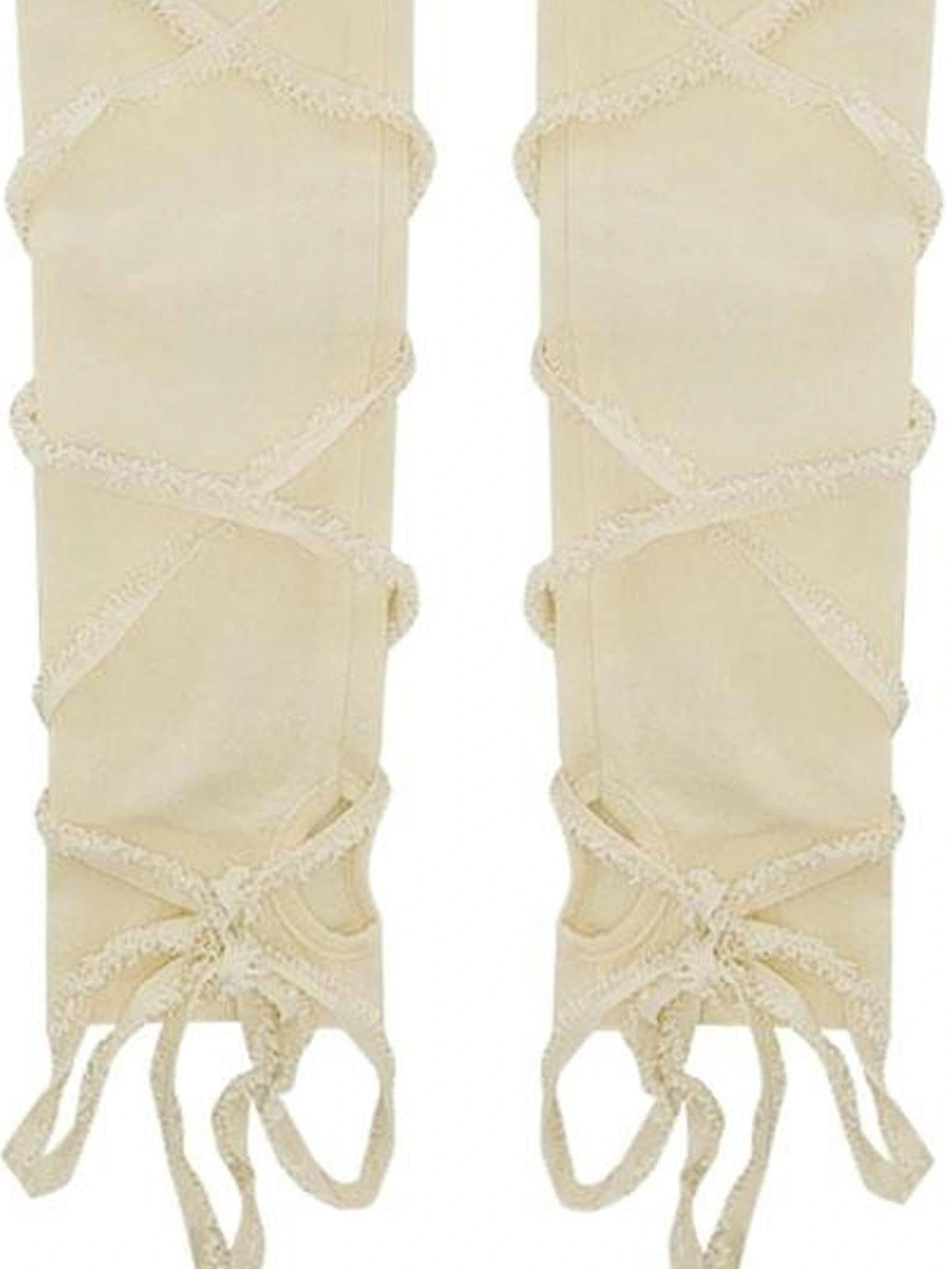Wireless Possibilities Tie Detail Beige Multi Style Sleeve Accent