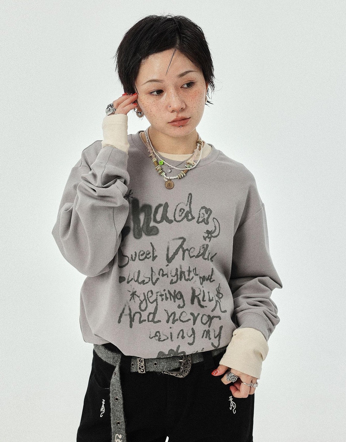 Achihara Wish Tee Loose Graphic Print Top For Luck And Style