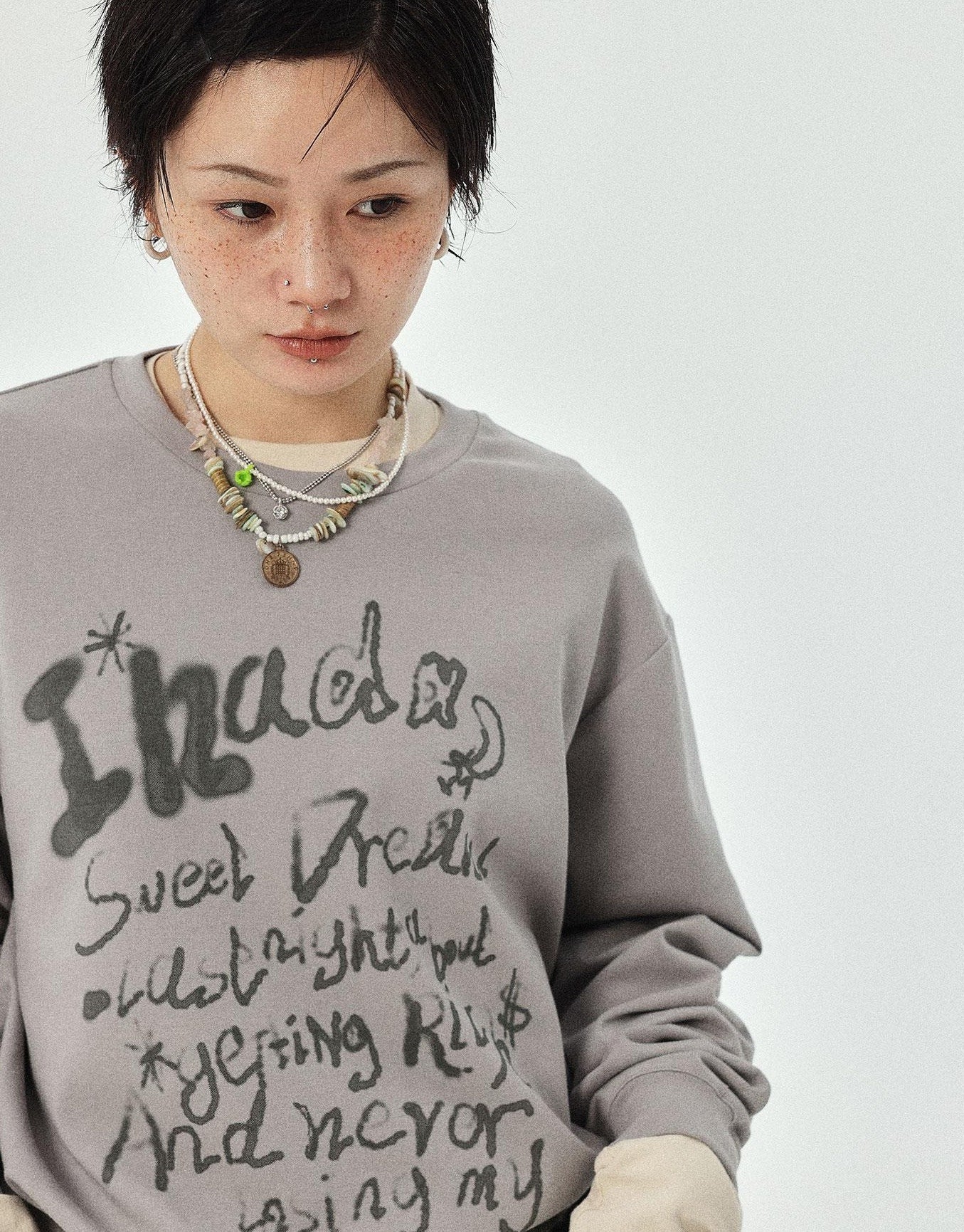 Achihara Wish Tee Loose Graphic Print Top For Luck And Style