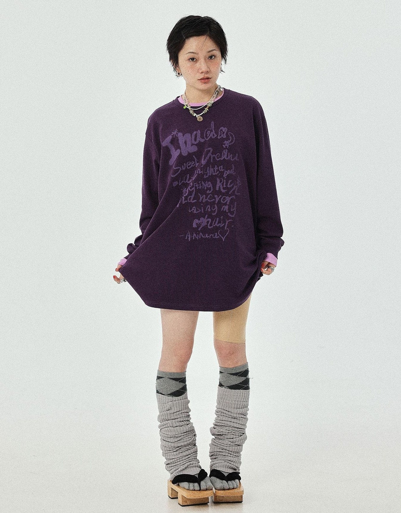 Achihara Wish Tee Loose Graphic Print Top For Luck And Style