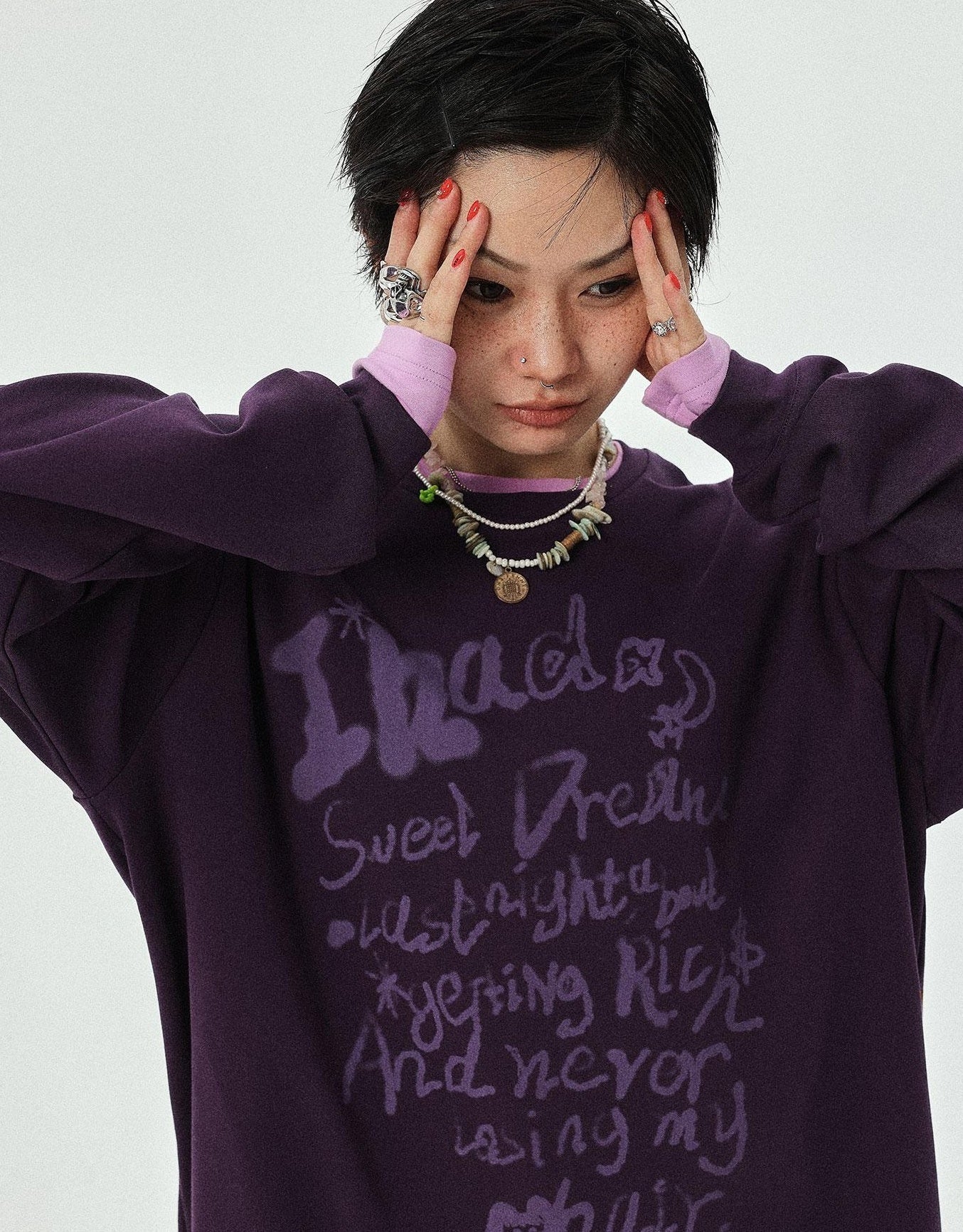 Achihara Wish Tee Loose Graphic Print Top For Luck And Style