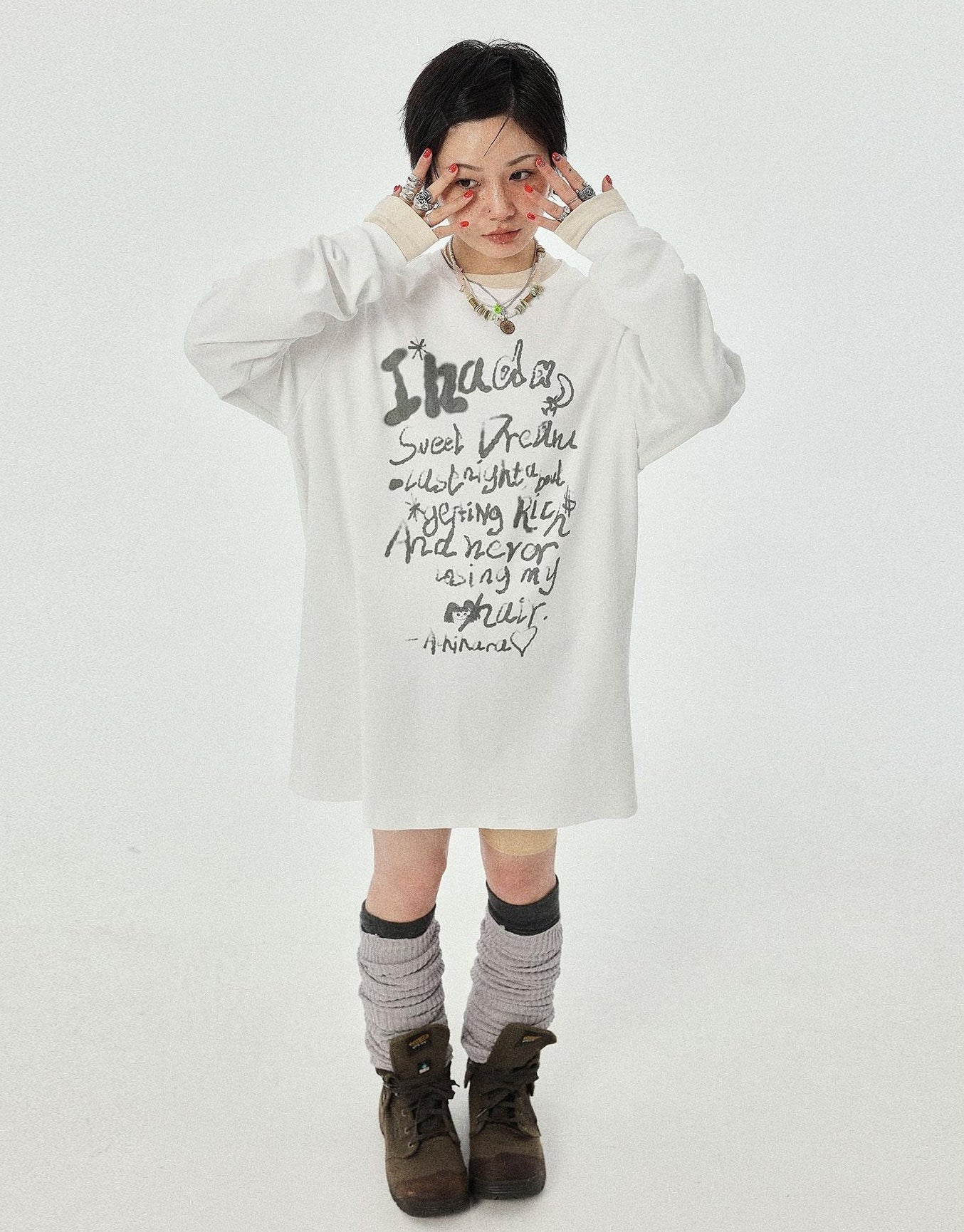 Achihara Wish Tee Loose Graphic Print Top For Luck And Style