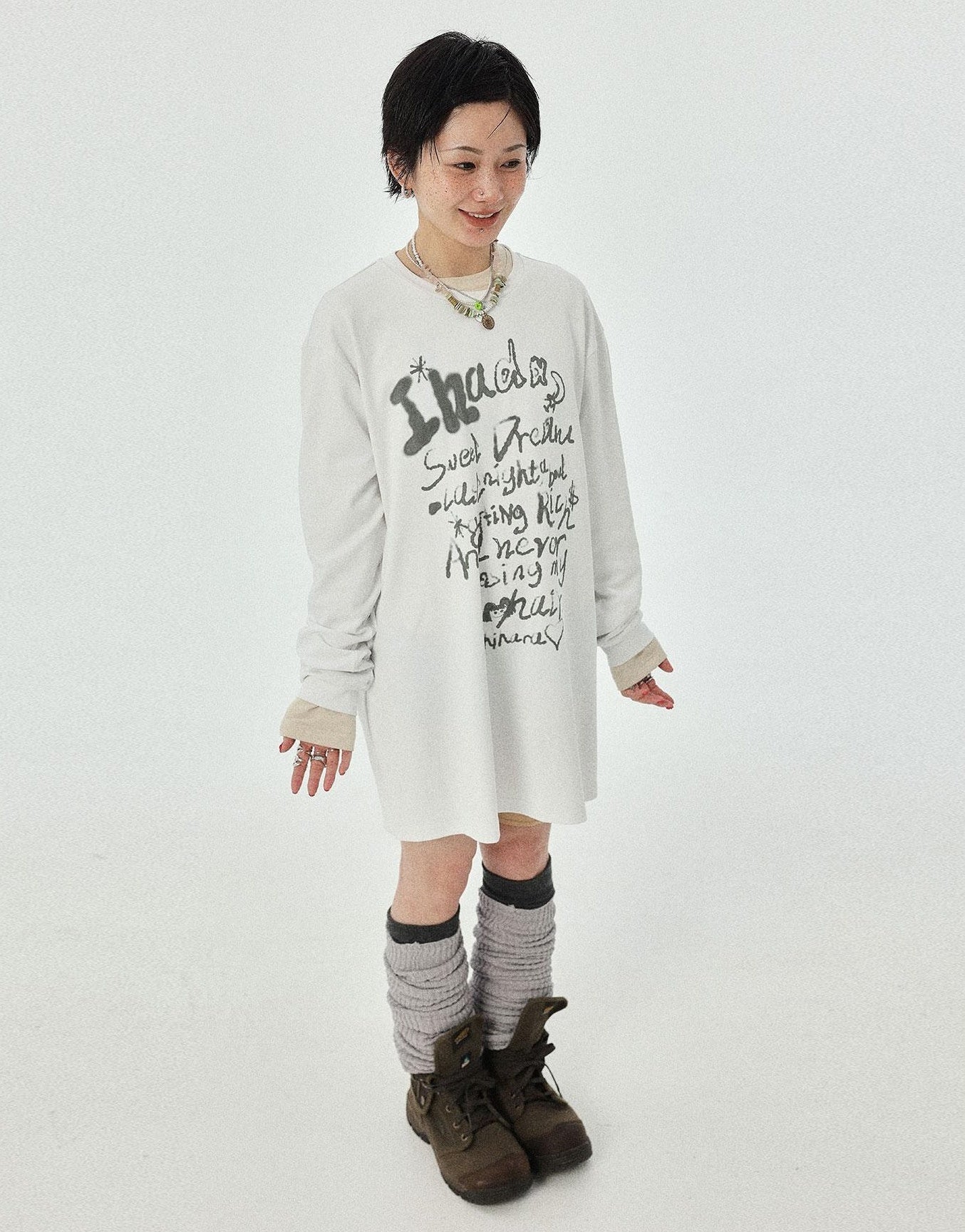 Achihara Wish Tee Loose Graphic Print Top For Luck And Style