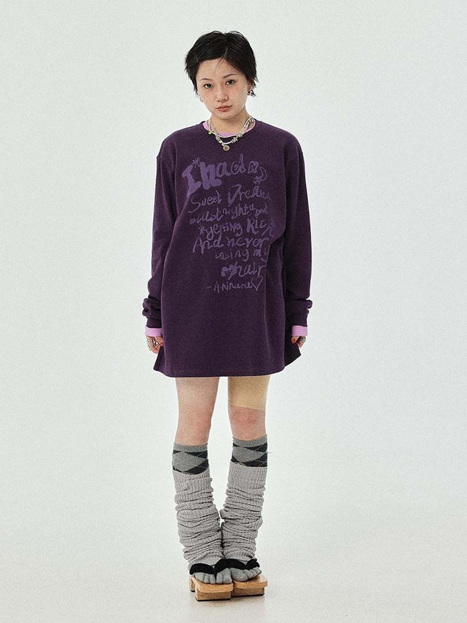 Achihara Wish Tee Loose Graphic Print Top For Luck And Style