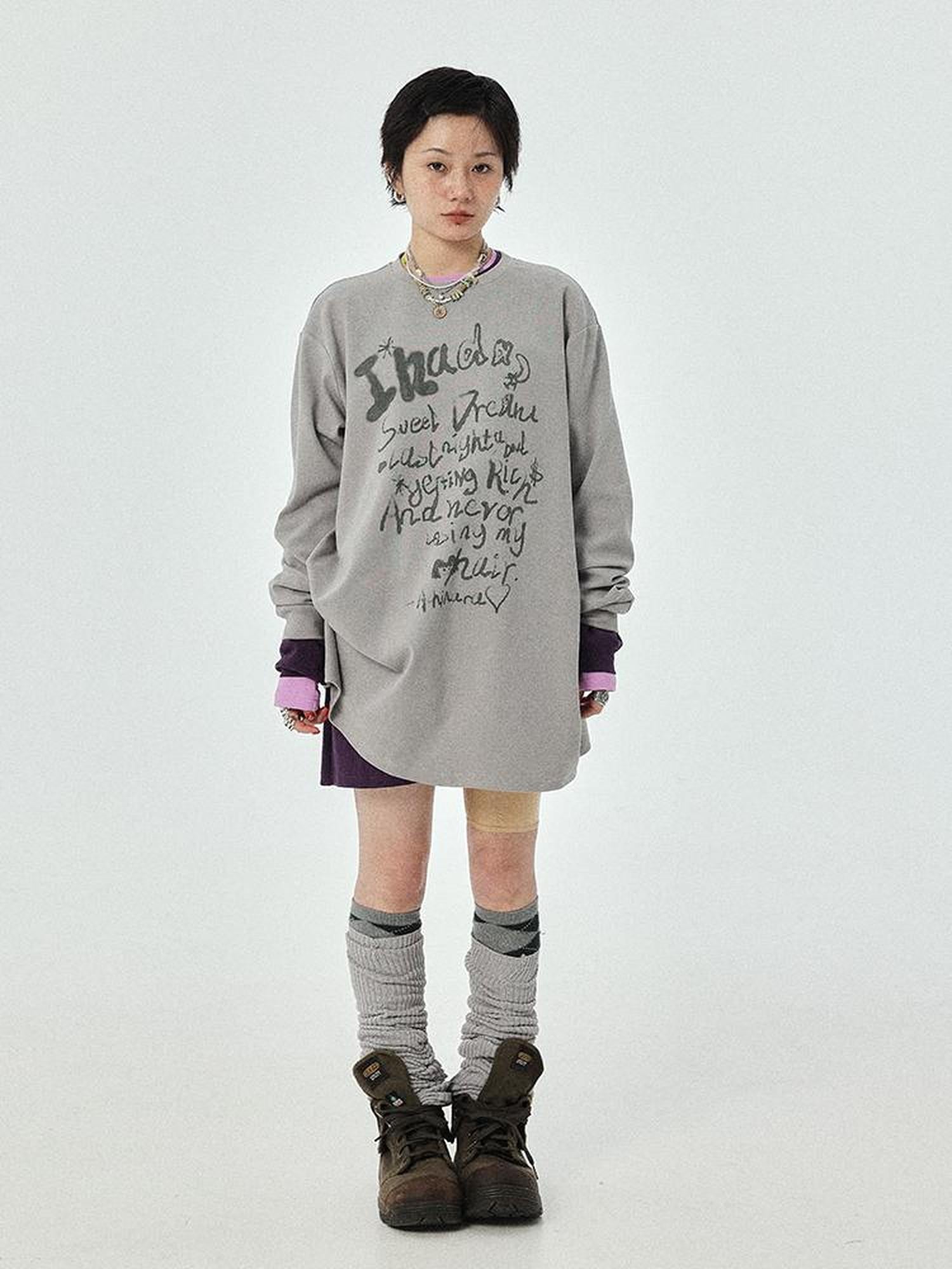 Achihara Wish Tee Loose Graphic Print Top For Luck And Style