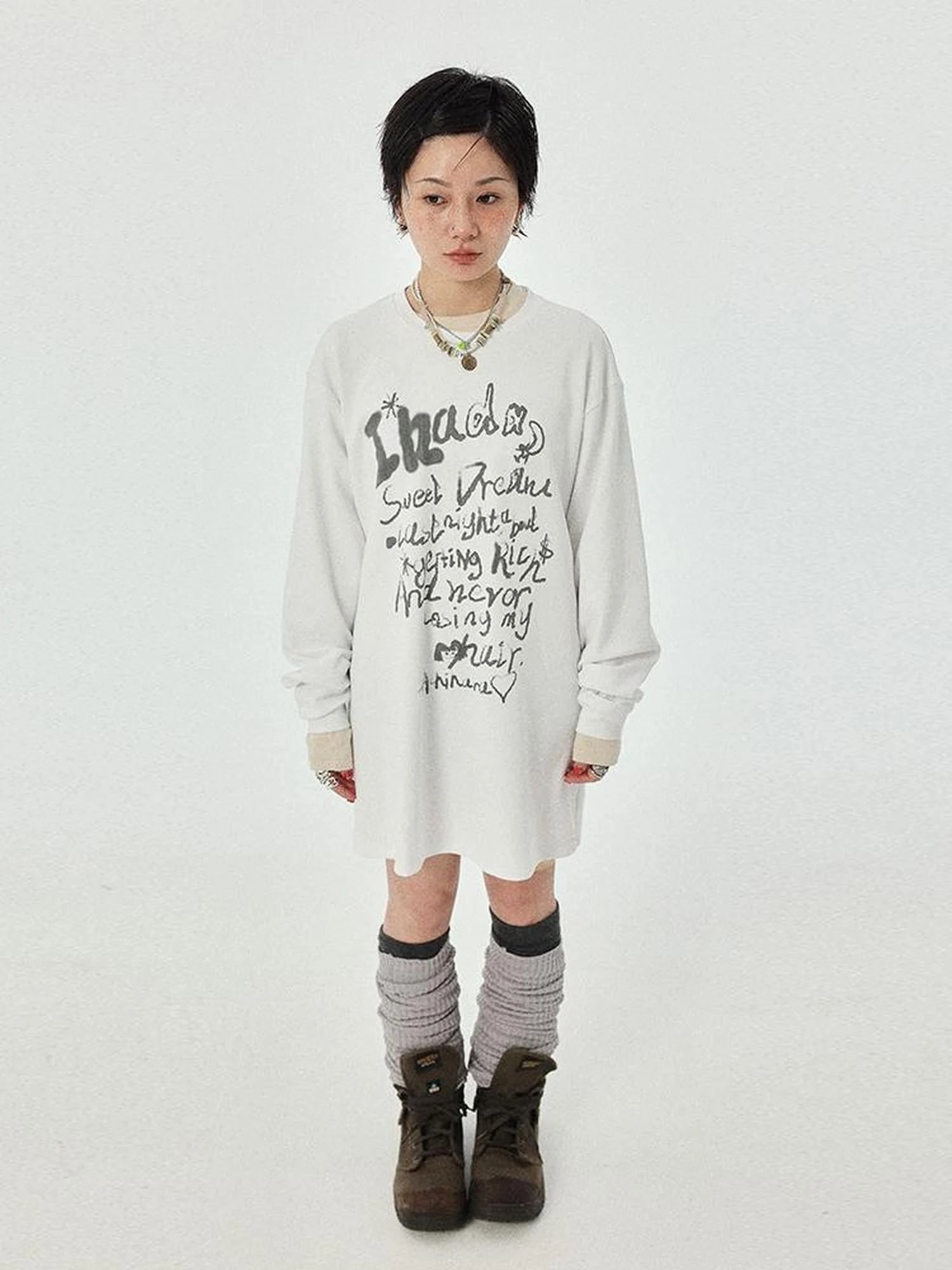 Wish Tee Loose Graphic Print Top For Luck And Style