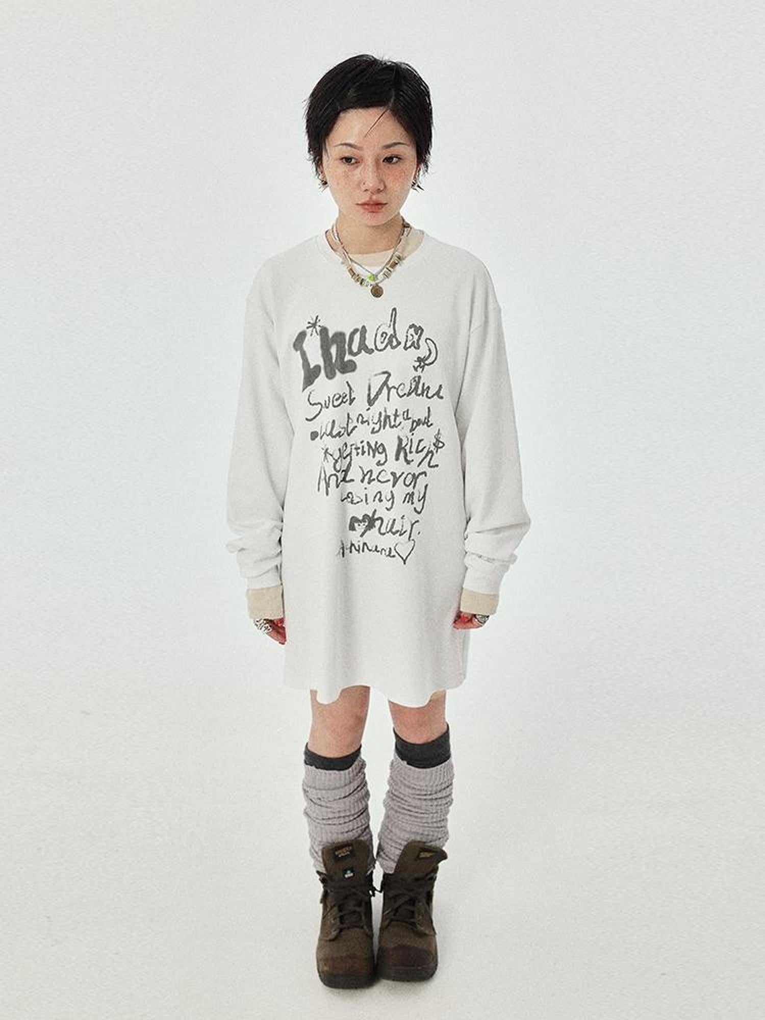 Achihara Wish Tee Loose Graphic Print Top For Luck And Style