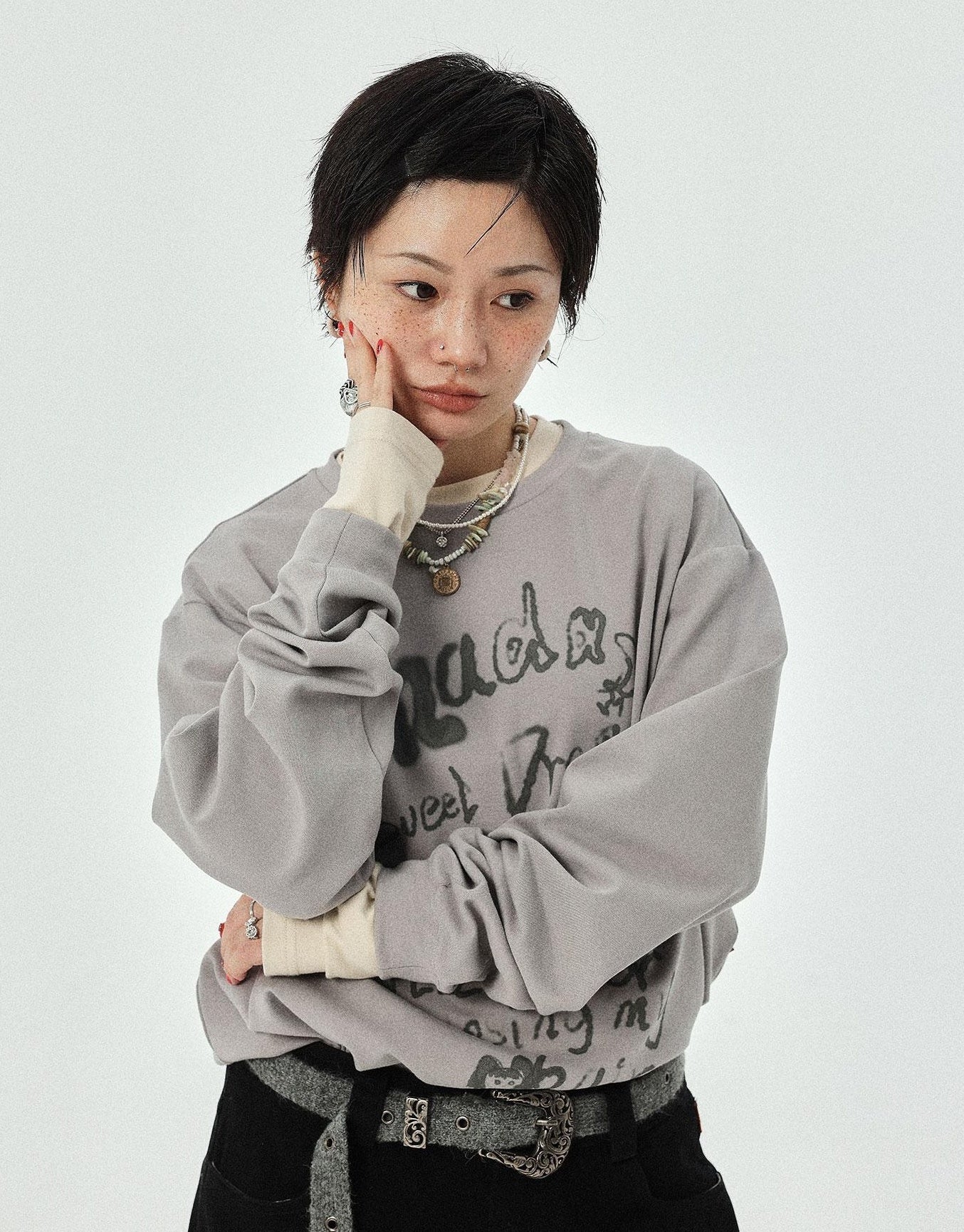 Achihara Wish Tee Loose Graphic Print Top For Luck And Style