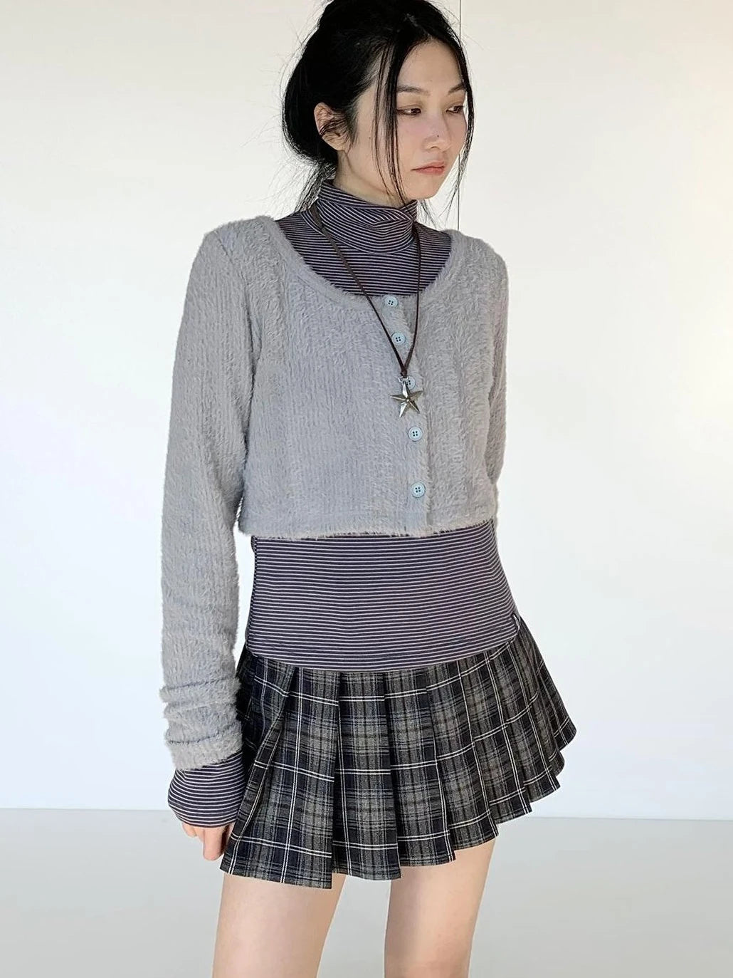 Women S Striped High Neck Long Sleeve T-Shirt