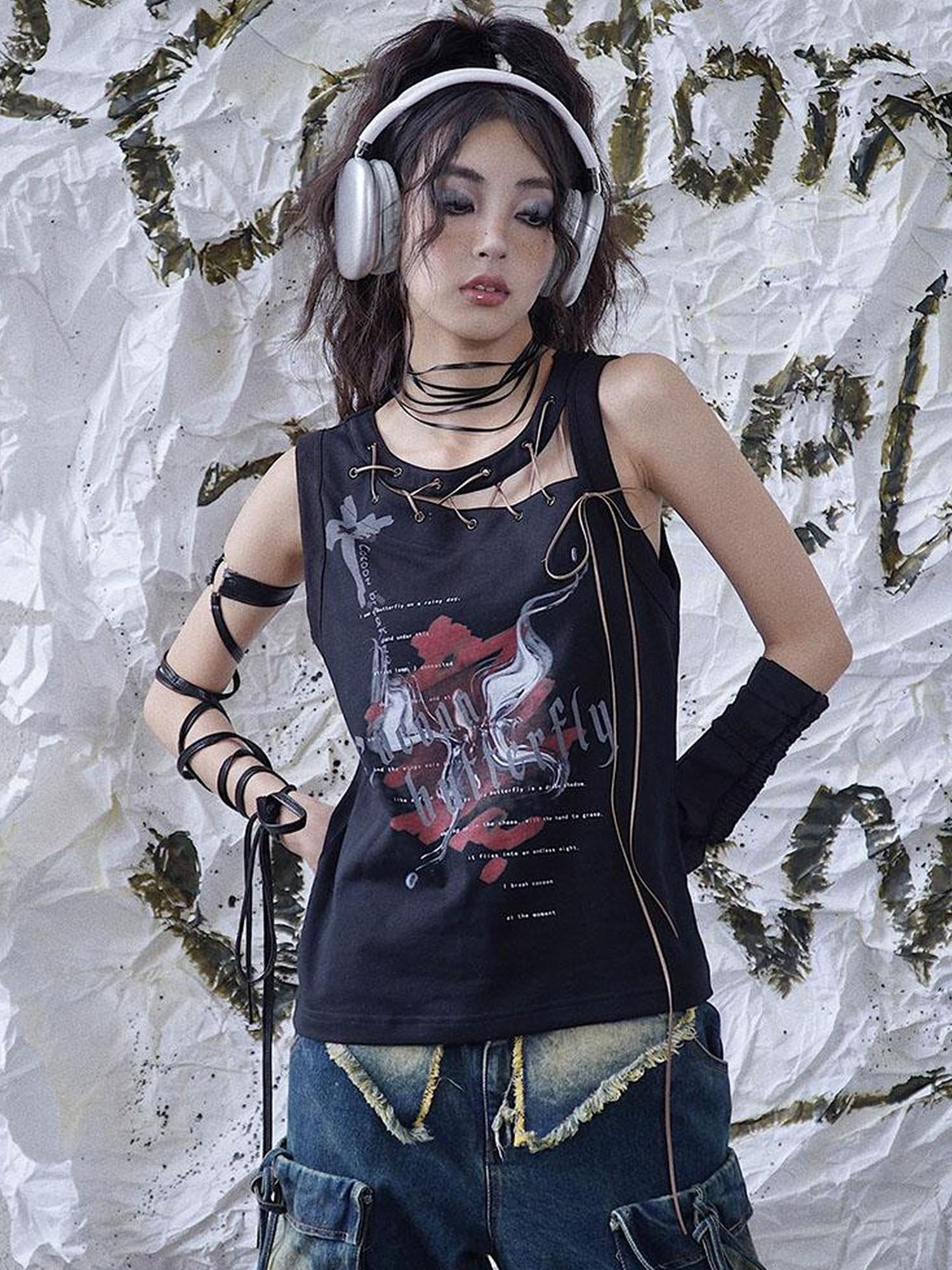 WSW WUSHENWU Wsw 2023 Tie Front Loose Vest