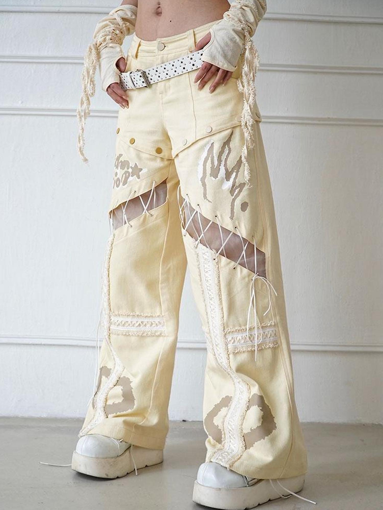 WSW WUSHENWU Wsw Redemption Light Beige Multi Functional Detachable Shorts Jeans