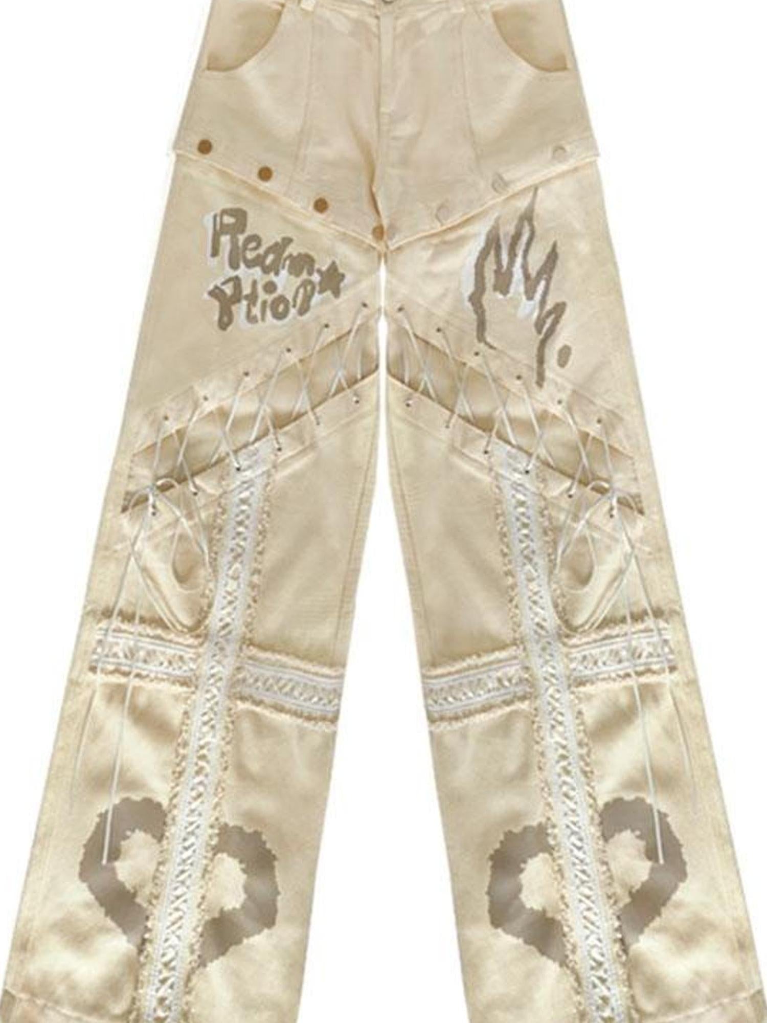 WSW WUSHENWU Wsw Redemption Light Beige Multi Functional Detachable Shorts Jeans