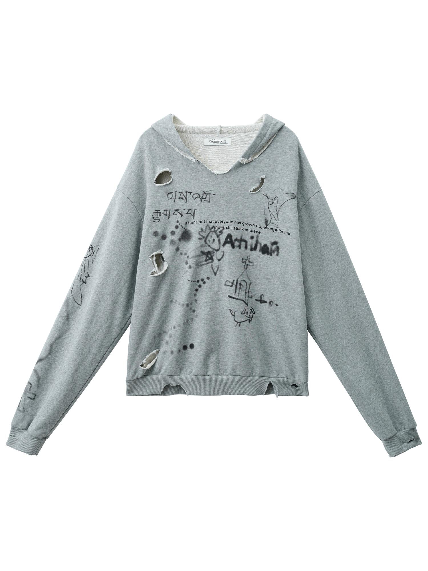 Achihara Utopia Distressed Hoodie