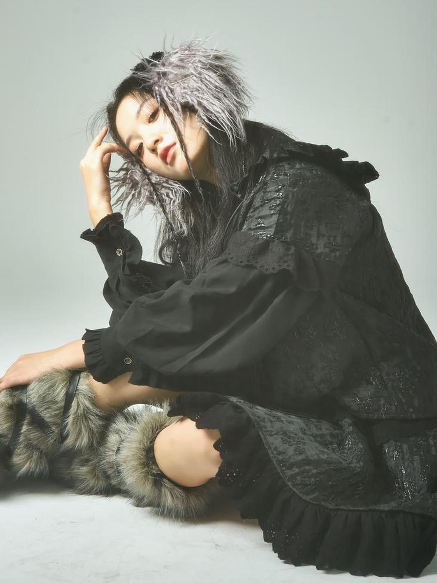 Sweet Mi Xuanqing Brocade Lace Y2k Skirt Suit With Shirring Retro Details