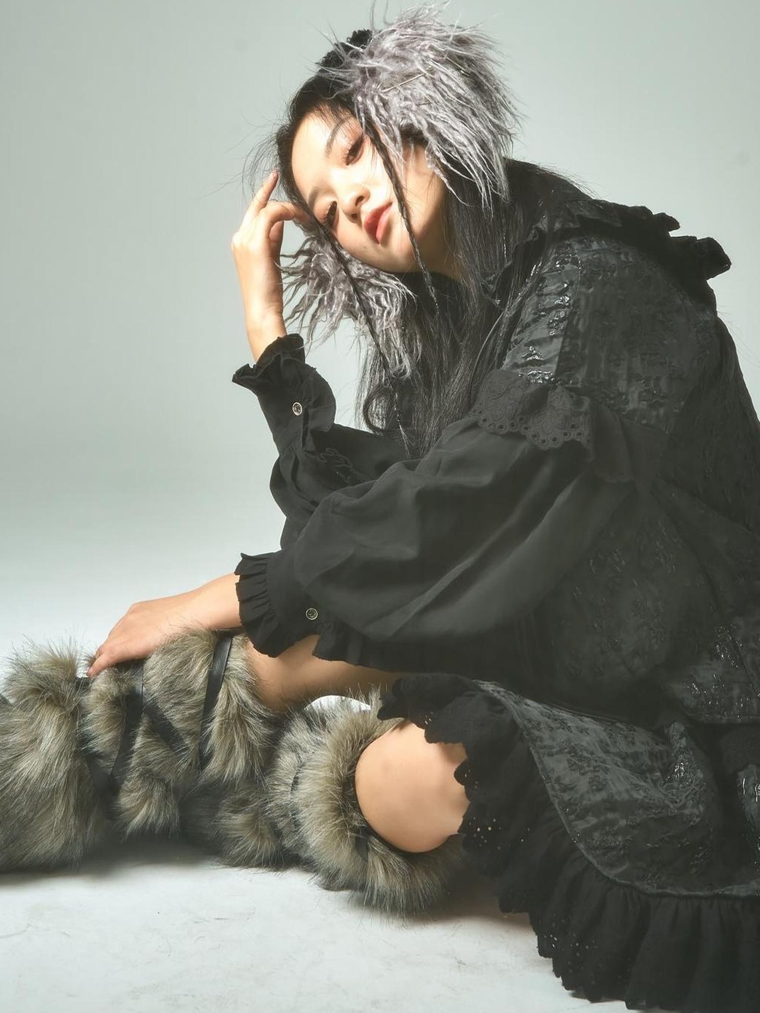 Sweet Mi Xuanqing Brocade Lace Y2k Skirt Suit With Shirring Retro Details