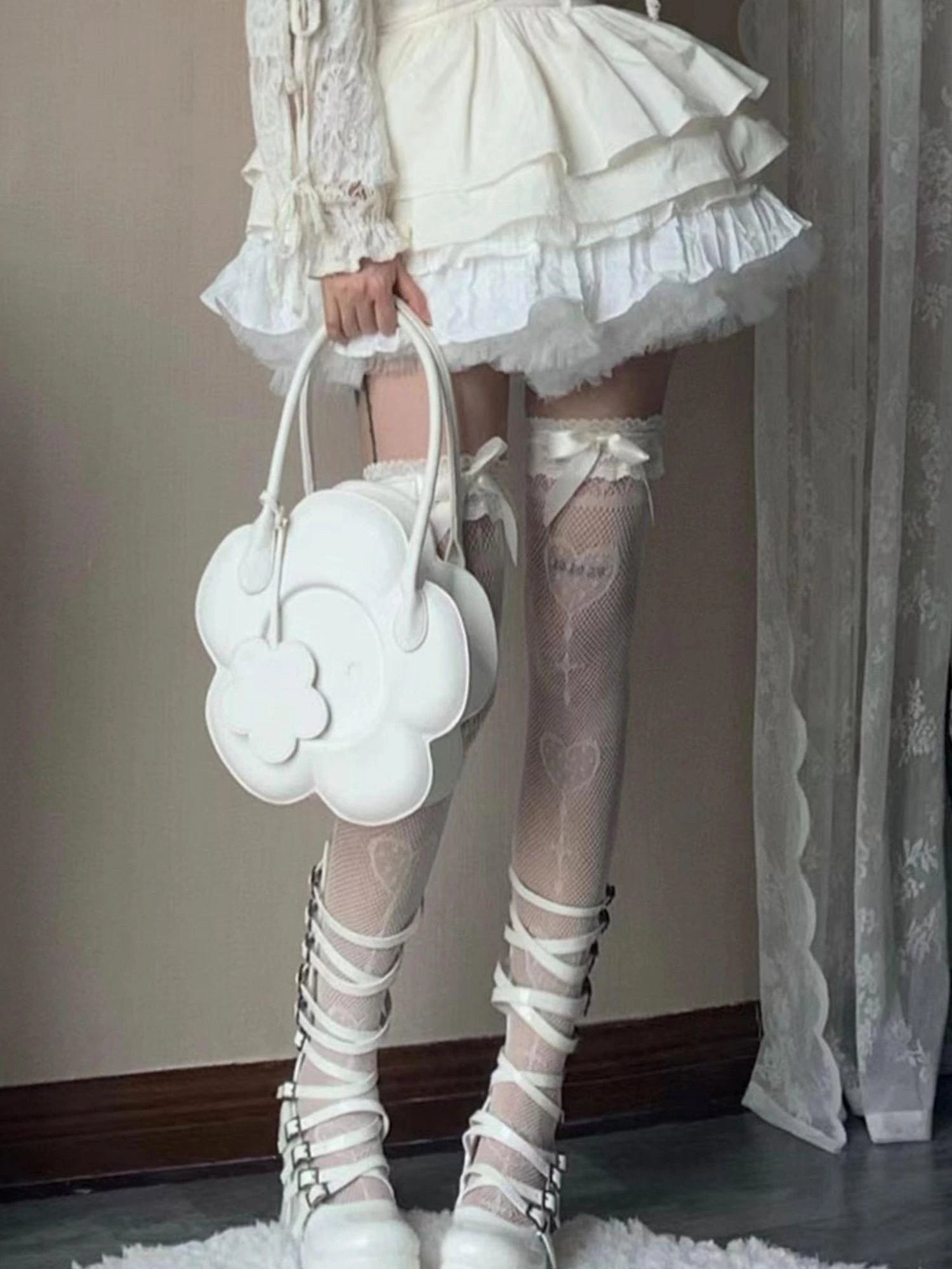 Y2K Fishnet Socks With Print Dark Sweet Femme Punk Style