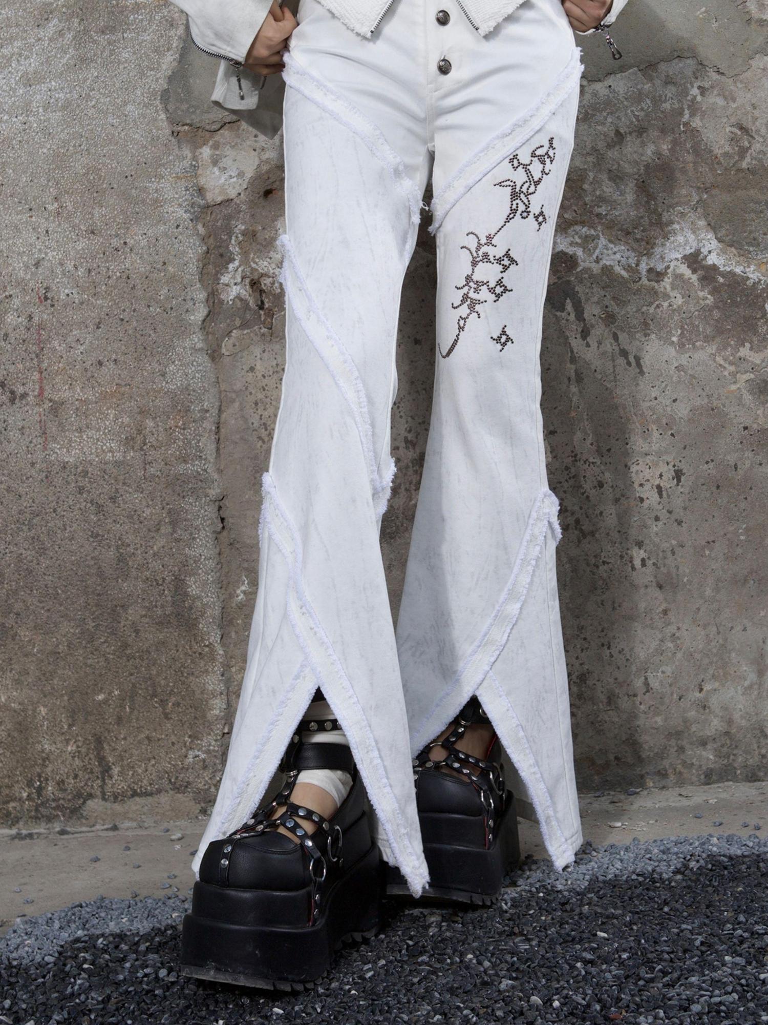 ARIADNAw Y2K Low Rise Flared Pants Sexy Punk Style For Spring