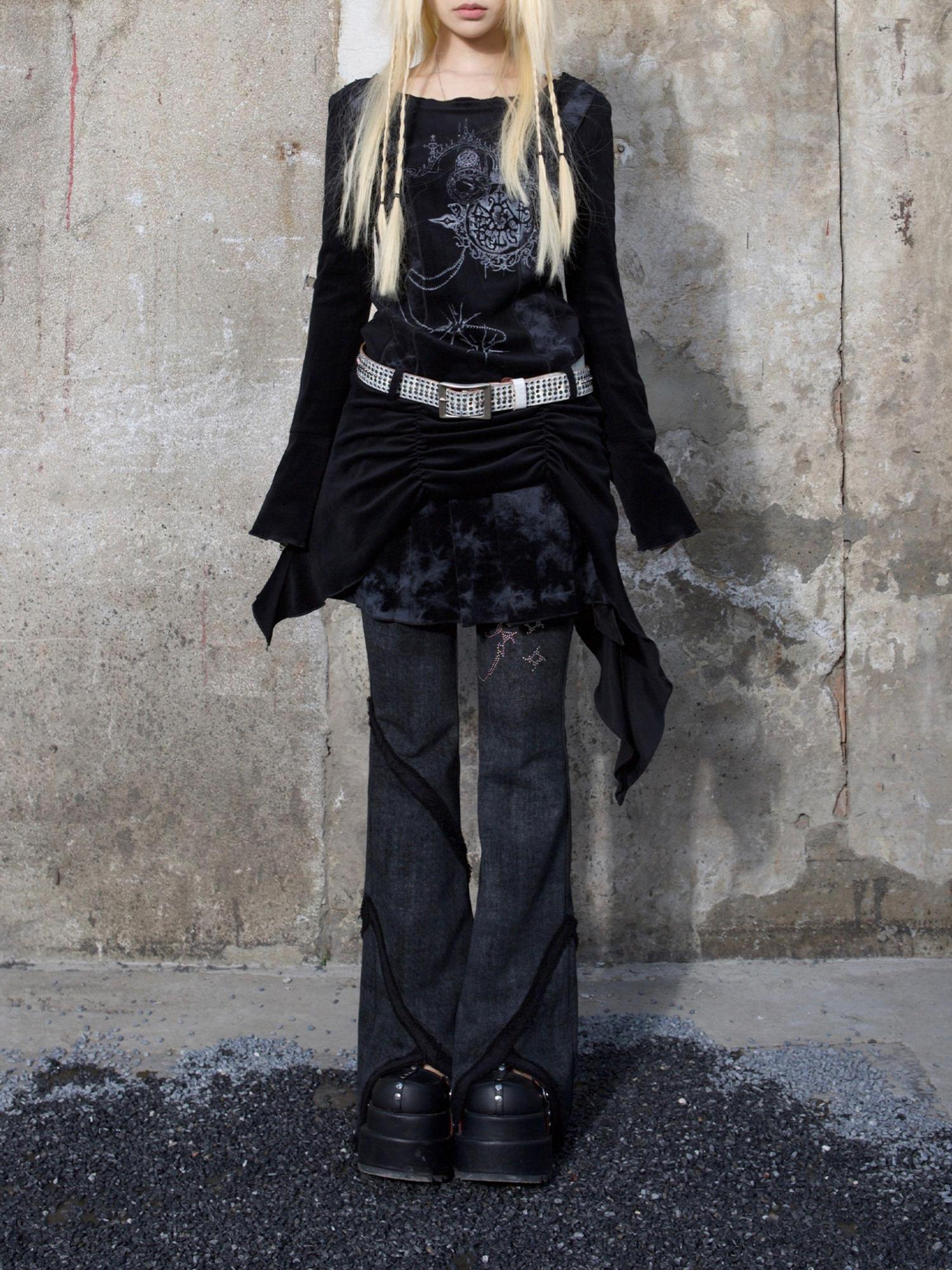 ARIADNAw Y2K Low Rise Flared Pants Sexy Punk Style For Spring