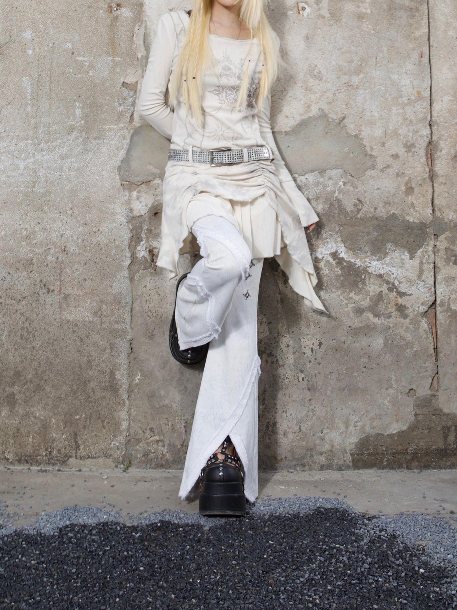 ARIADNAw Y2K Low Rise Flared Pants Sexy Punk Style For Spring