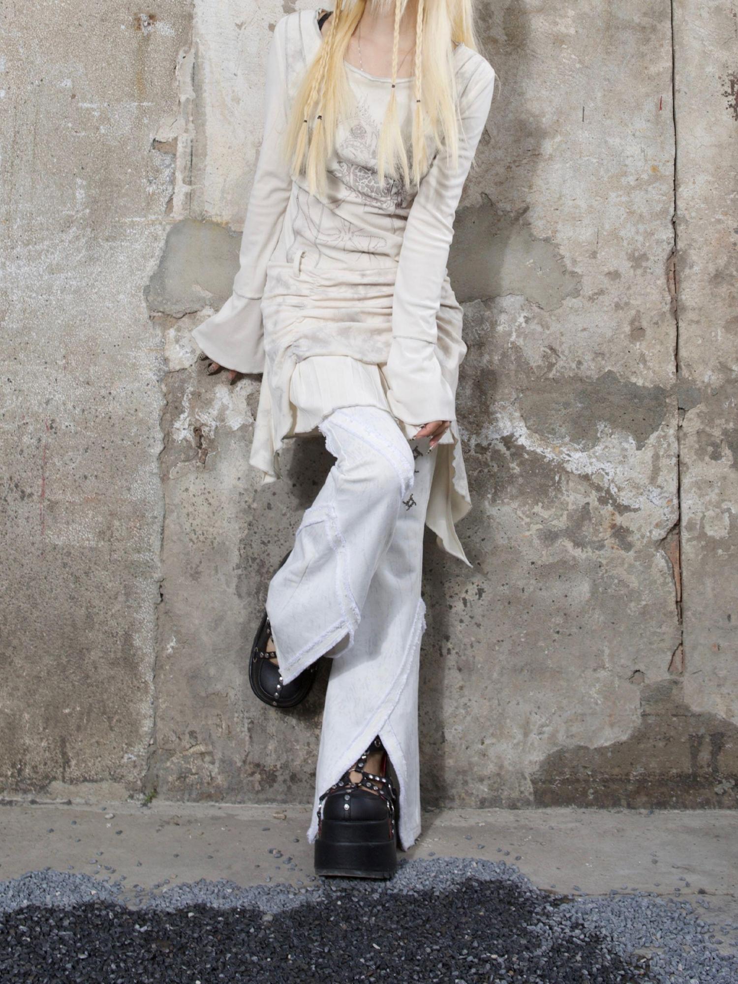 ARIADNAw Y2K Low Rise Flared Pants Sexy Punk Style For Spring