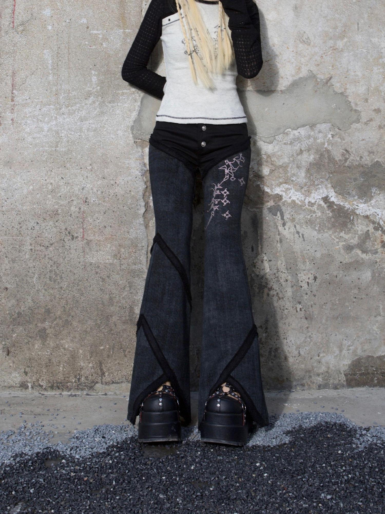 ARIADNAw Y2K Low Rise Flared Pants Sexy Punk Style For Spring