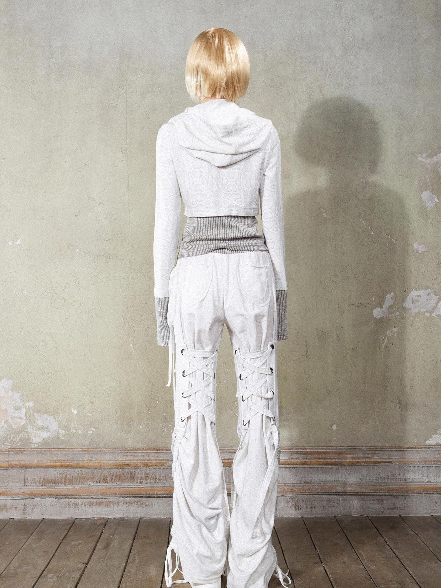 ARIADNAw Y2K Low Rise Ripped Wide Leg Punk Denim Pants