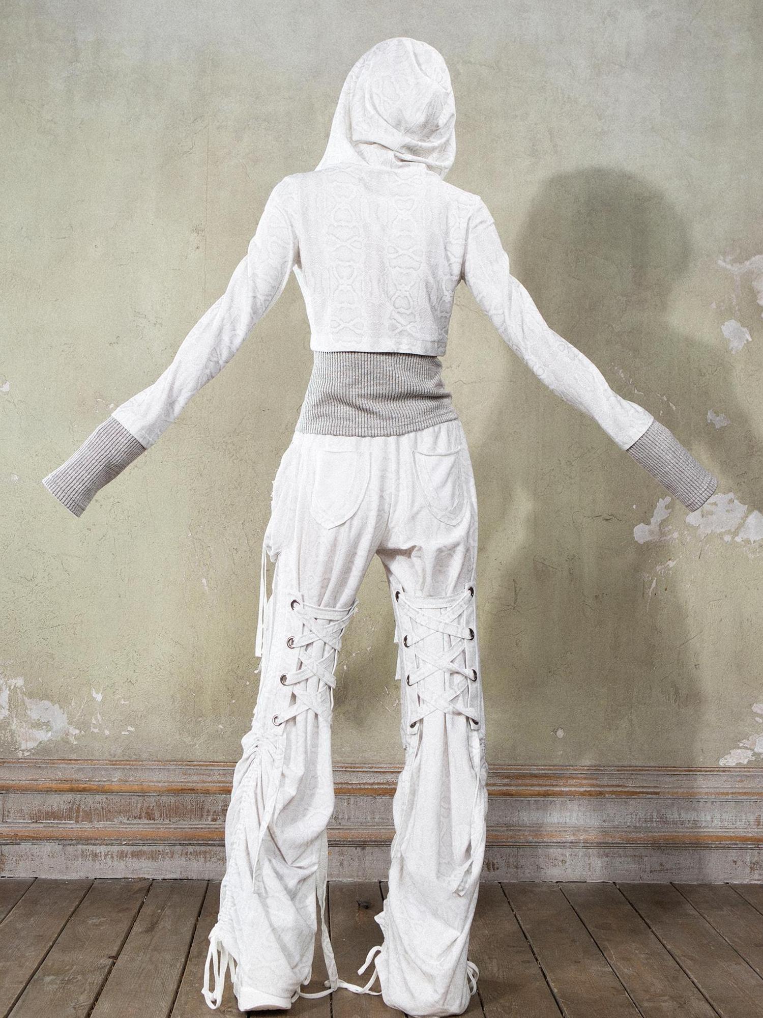 ARIADNAw Y2K Low Rise Ripped Wide Leg Punk Denim Pants