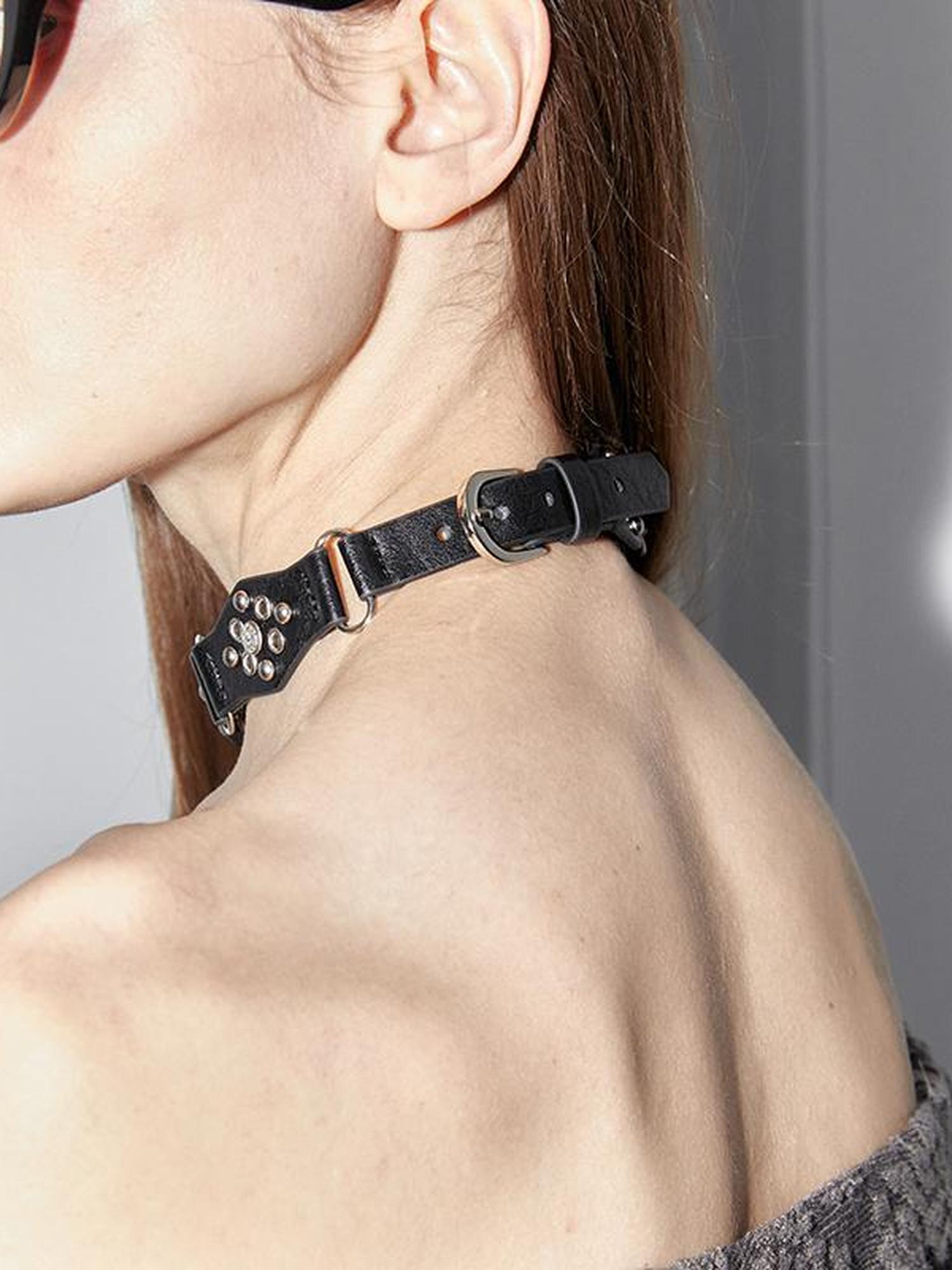 2th Desire Y2K Retro Choker Leather Collar Necklace
