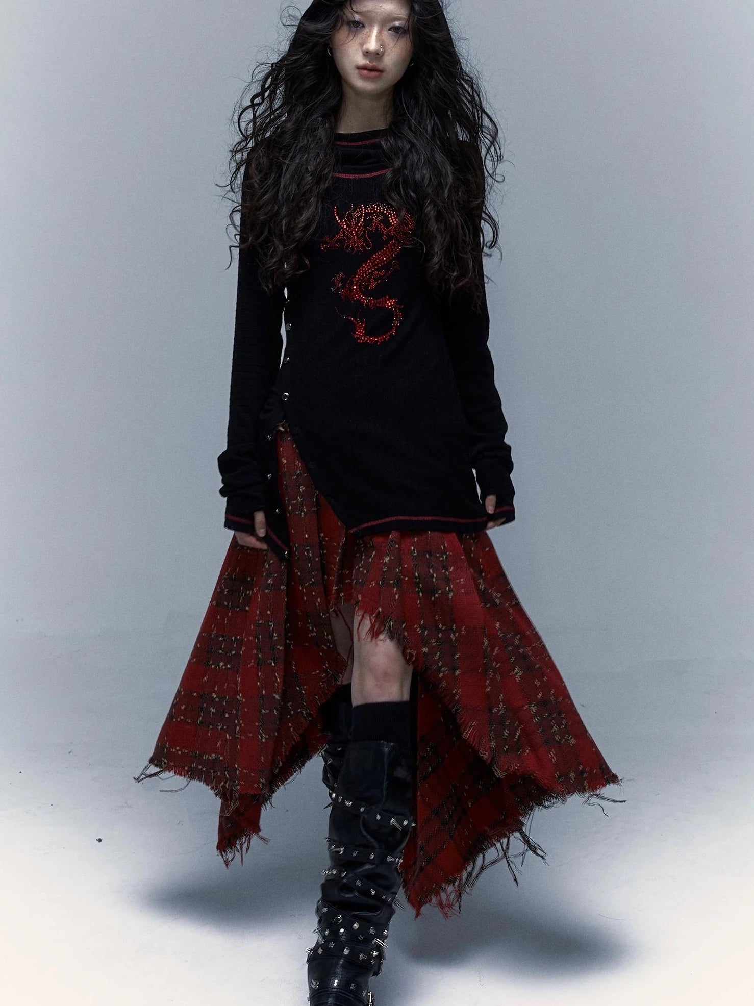 Y2K Retro Hooded Rhinestone T-Shirt