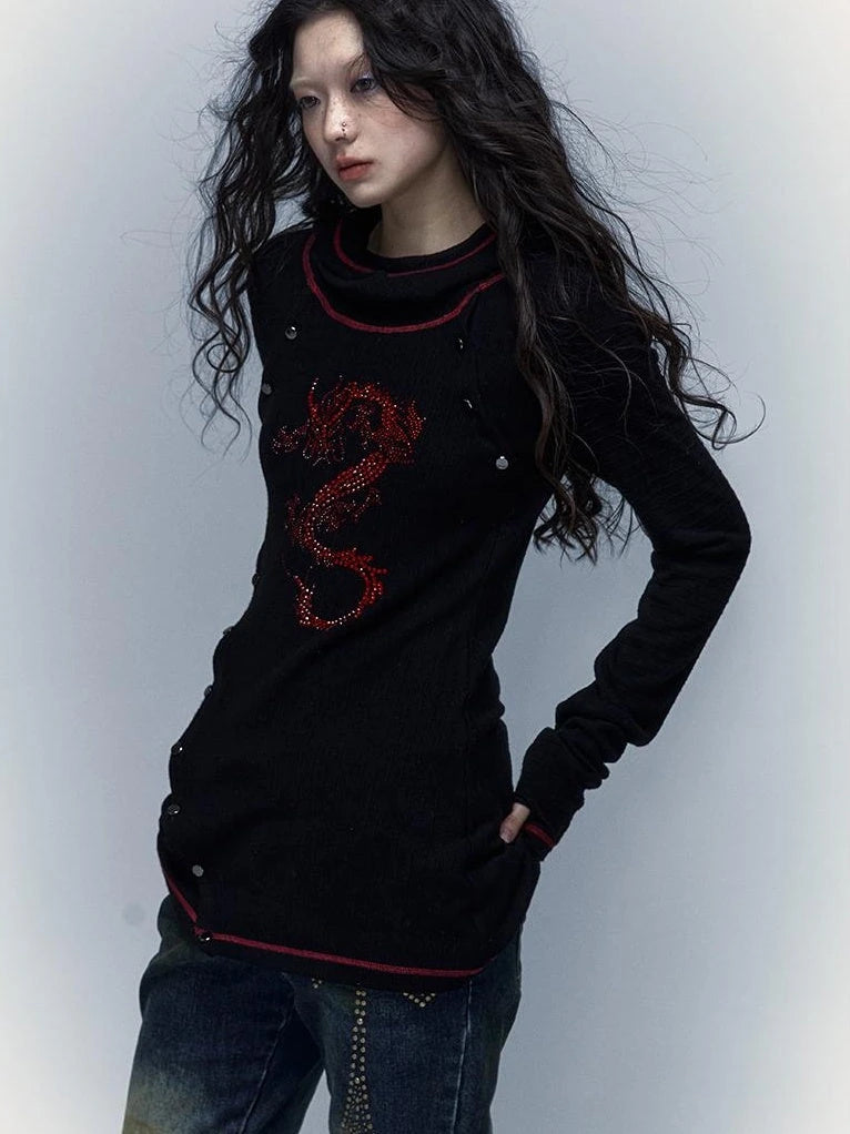 Y2K Retro Hooded Rhinestone T-Shirt