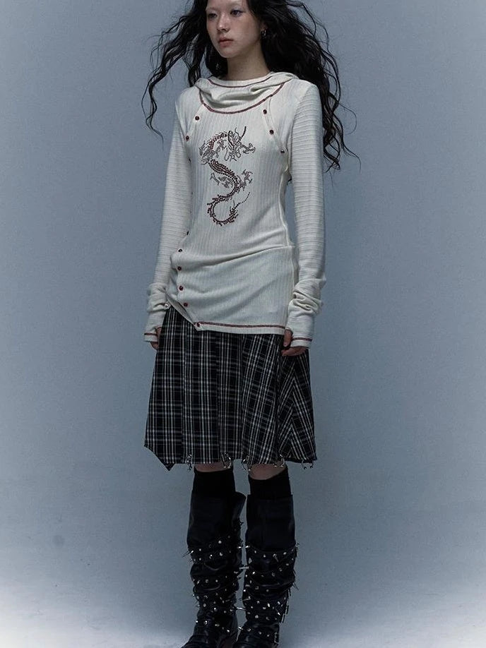 Y2K Retro Hooded Rhinestone T-Shirt
