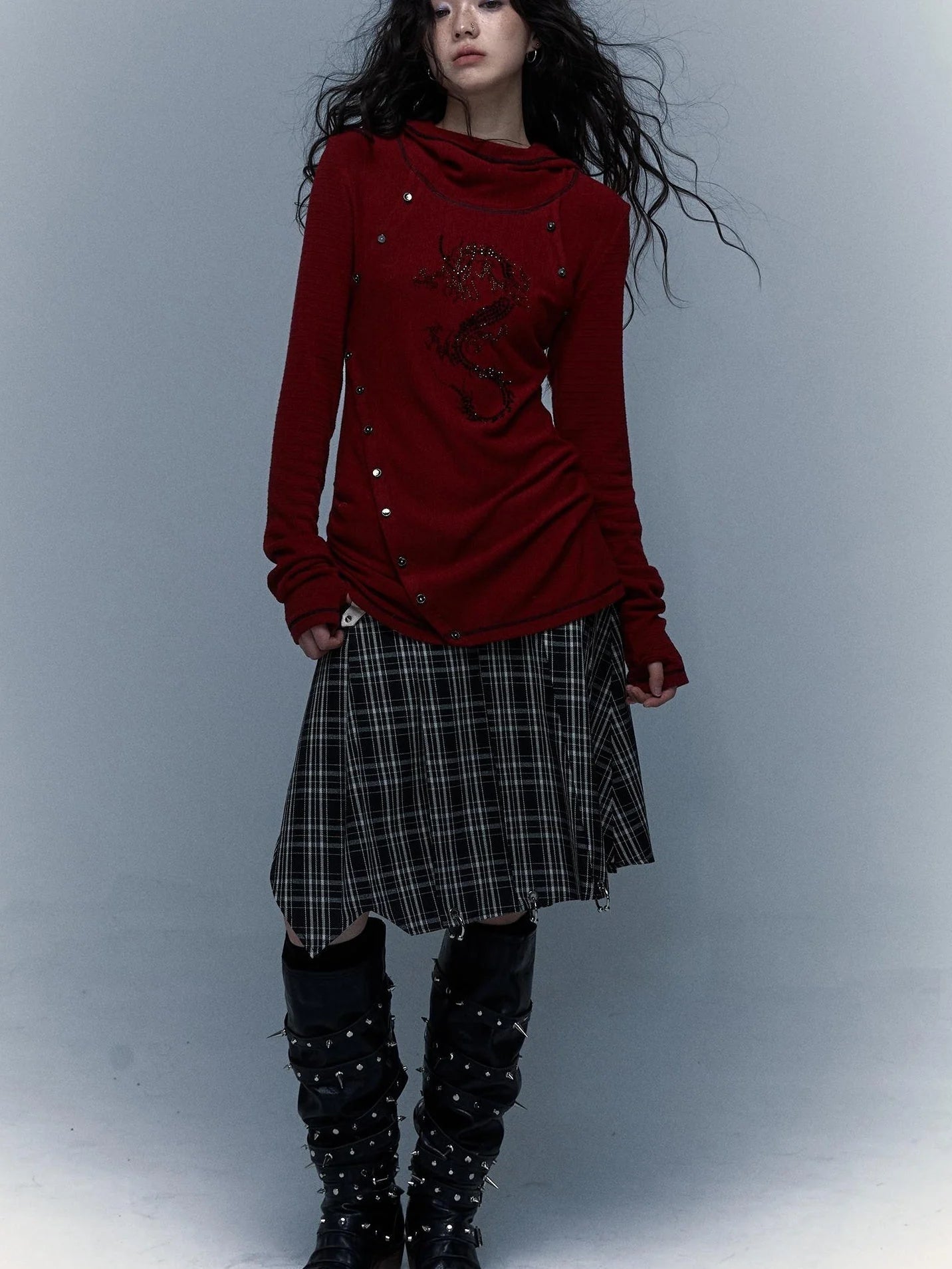 Y2K Retro Hooded Rhinestone T-Shirt
