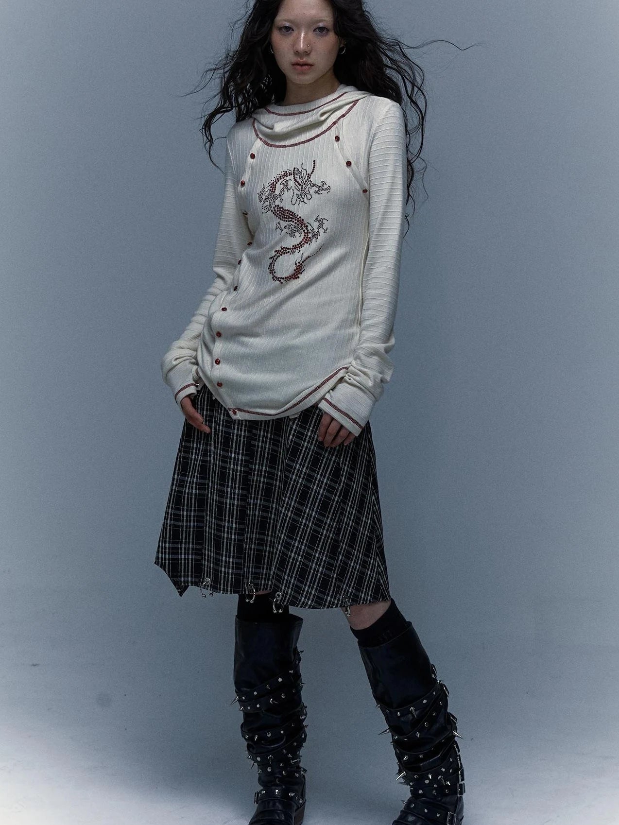 Y2K Retro Hooded Rhinestone T-Shirt