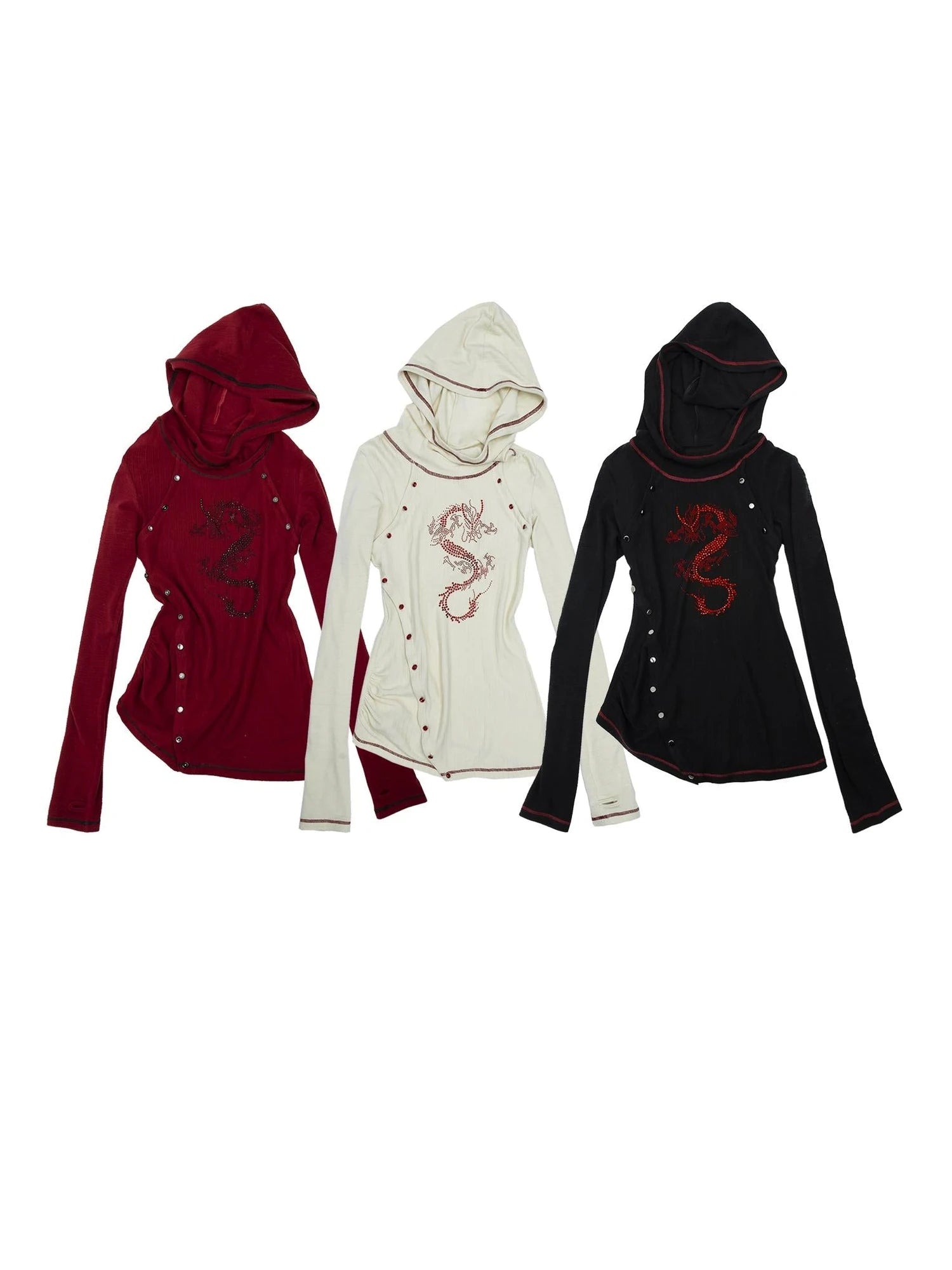 Y2K Retro Hooded Rhinestone T-Shirt