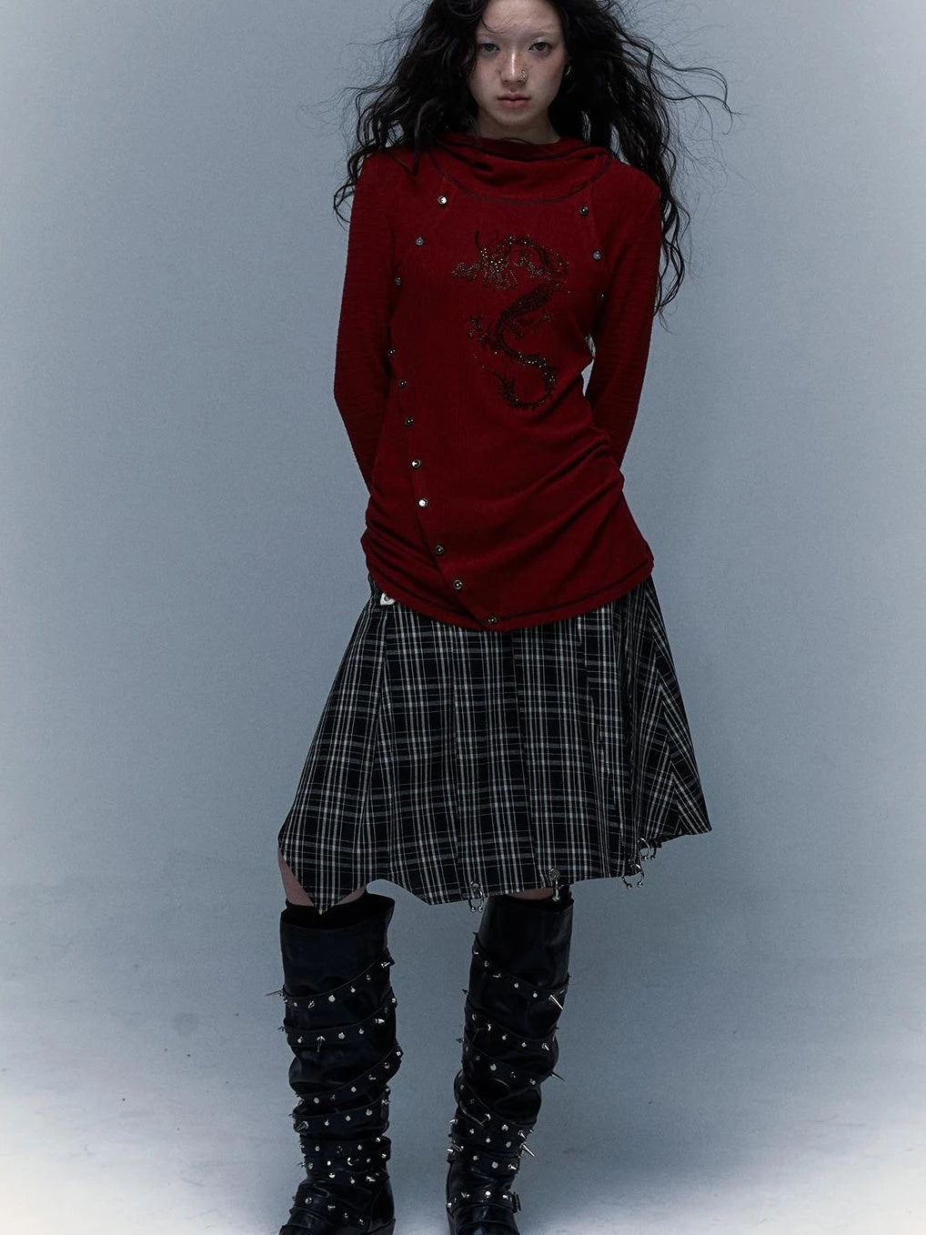 Y2K Retro Hooded Rhinestone T-Shirt