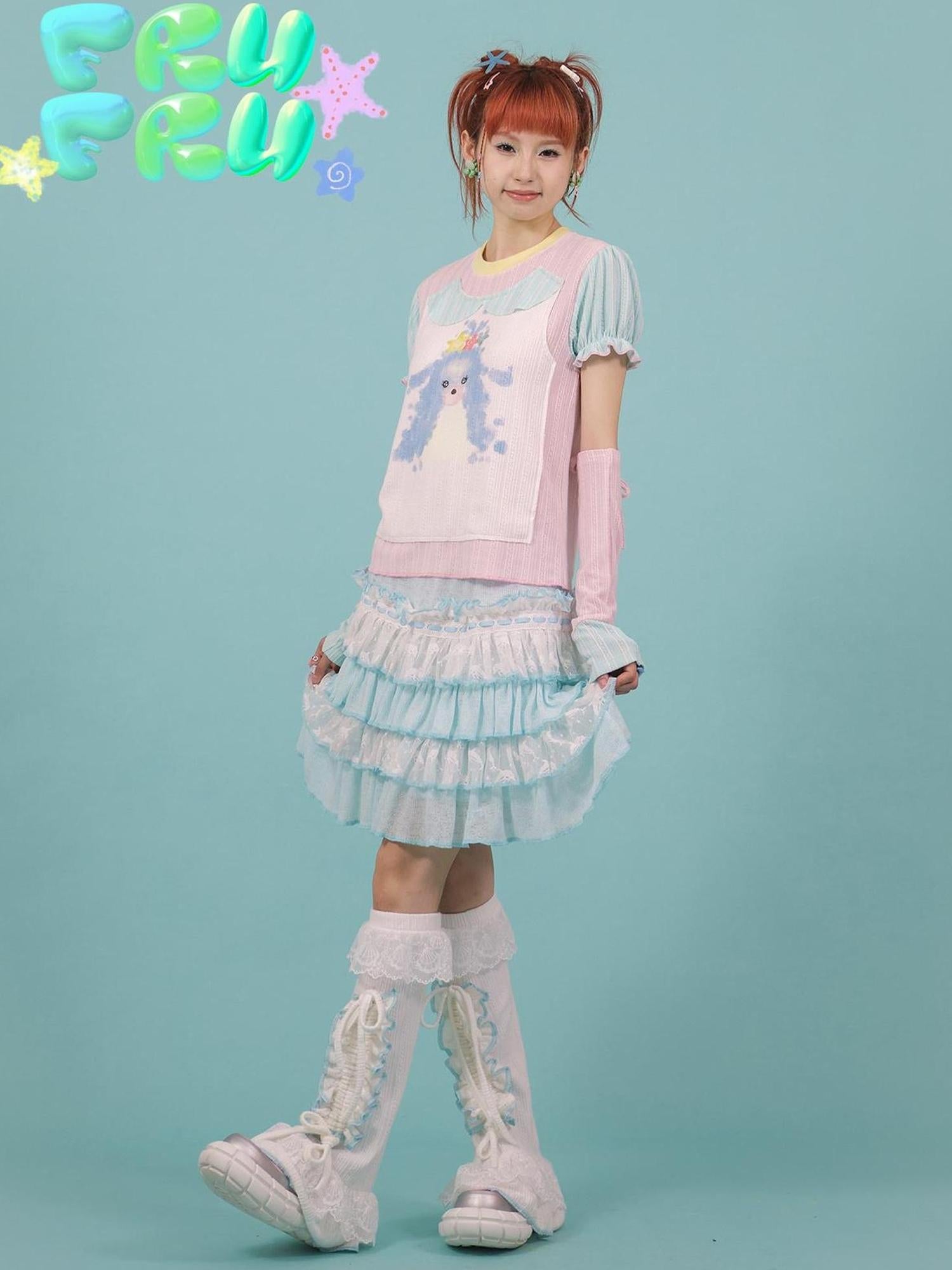 Frufru Gulu Y2K Summer Lace Sweetheart Socks 21cm