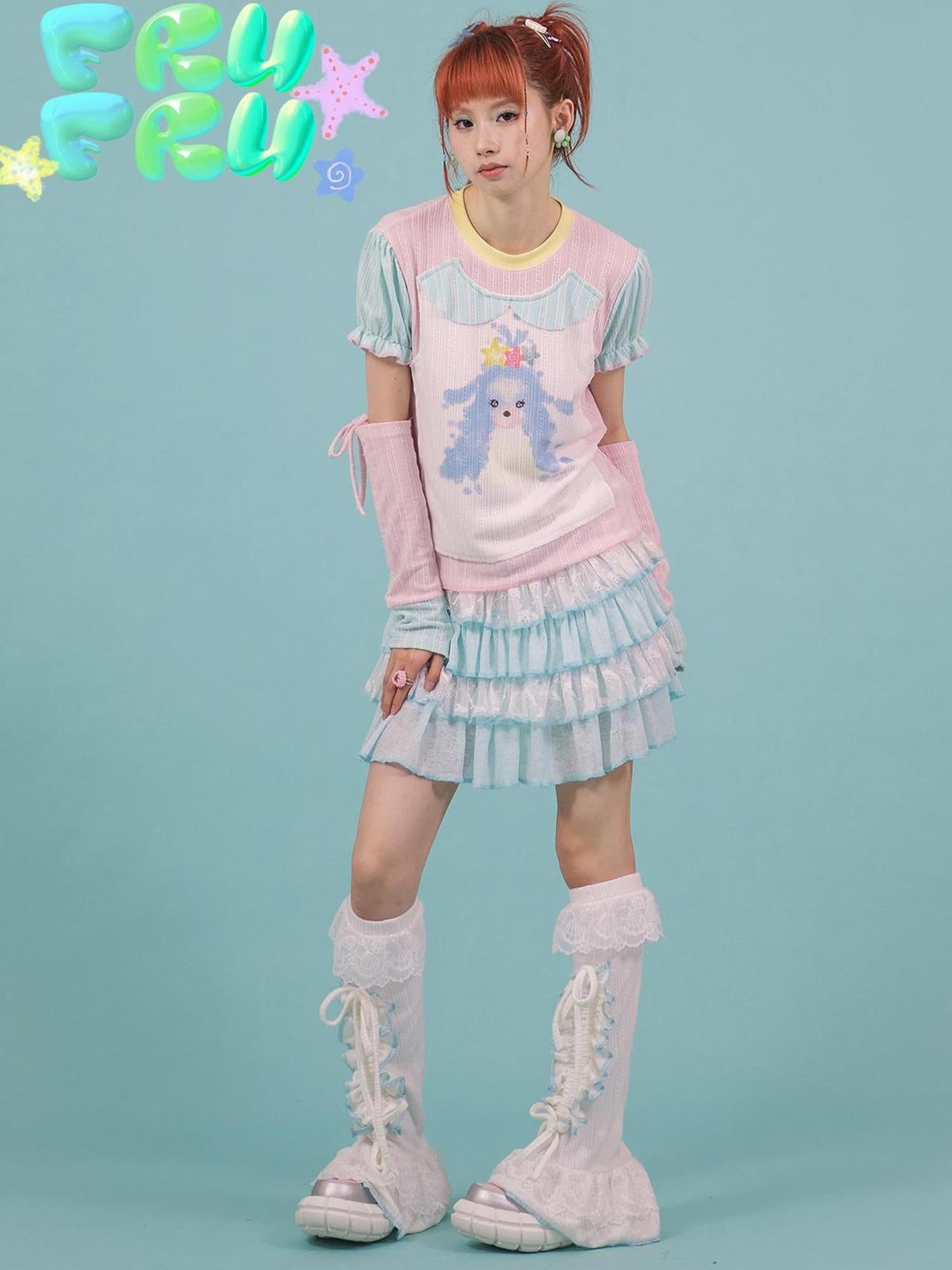 Frufru Gulu Y2K Summer Lace Sweetheart Socks 21cm