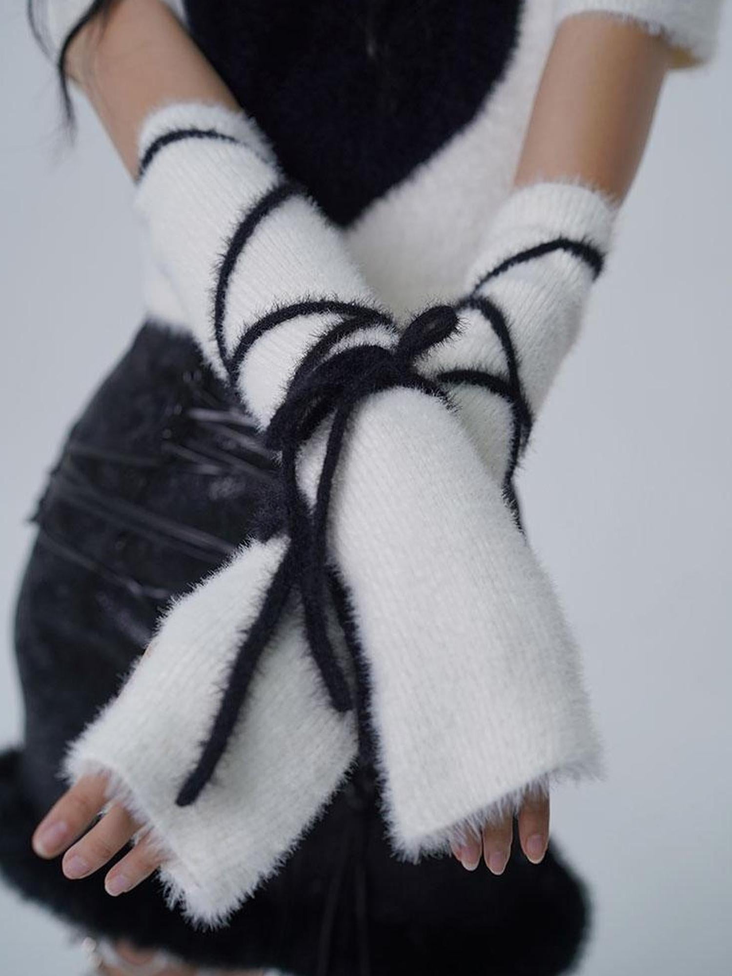 WSW WUSHENWU Y2K Velvet High Neck Knit Sweater