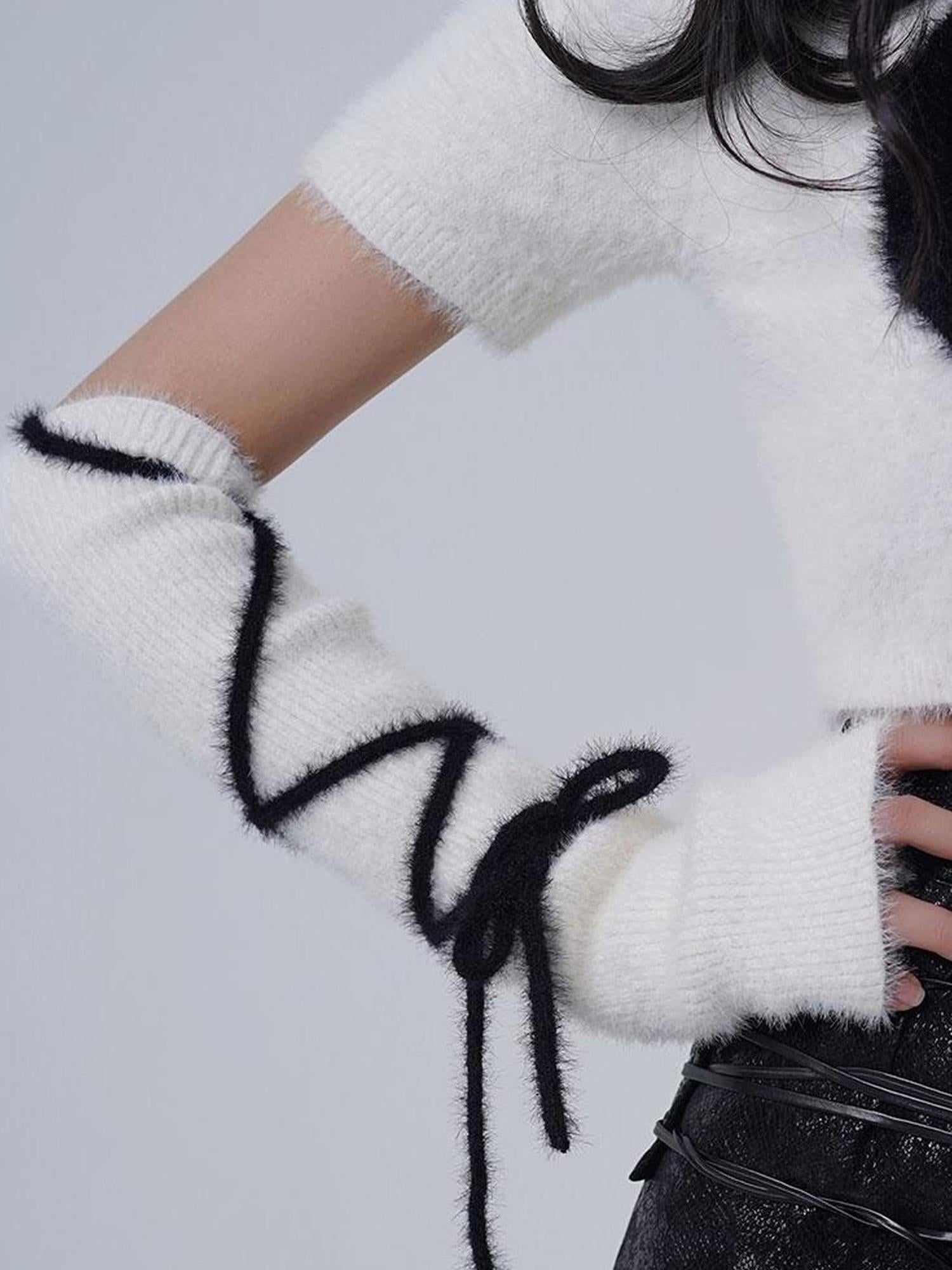 WSW WUSHENWU Y2K Velvet High Neck Knit Sweater
