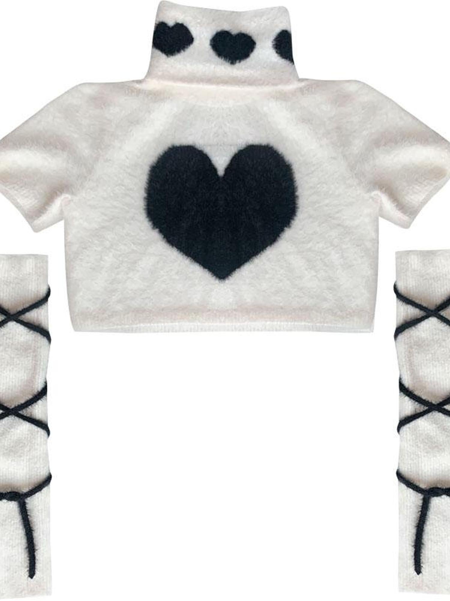 WSW WUSHENWU Y2K Velvet High Neck Knit Sweater