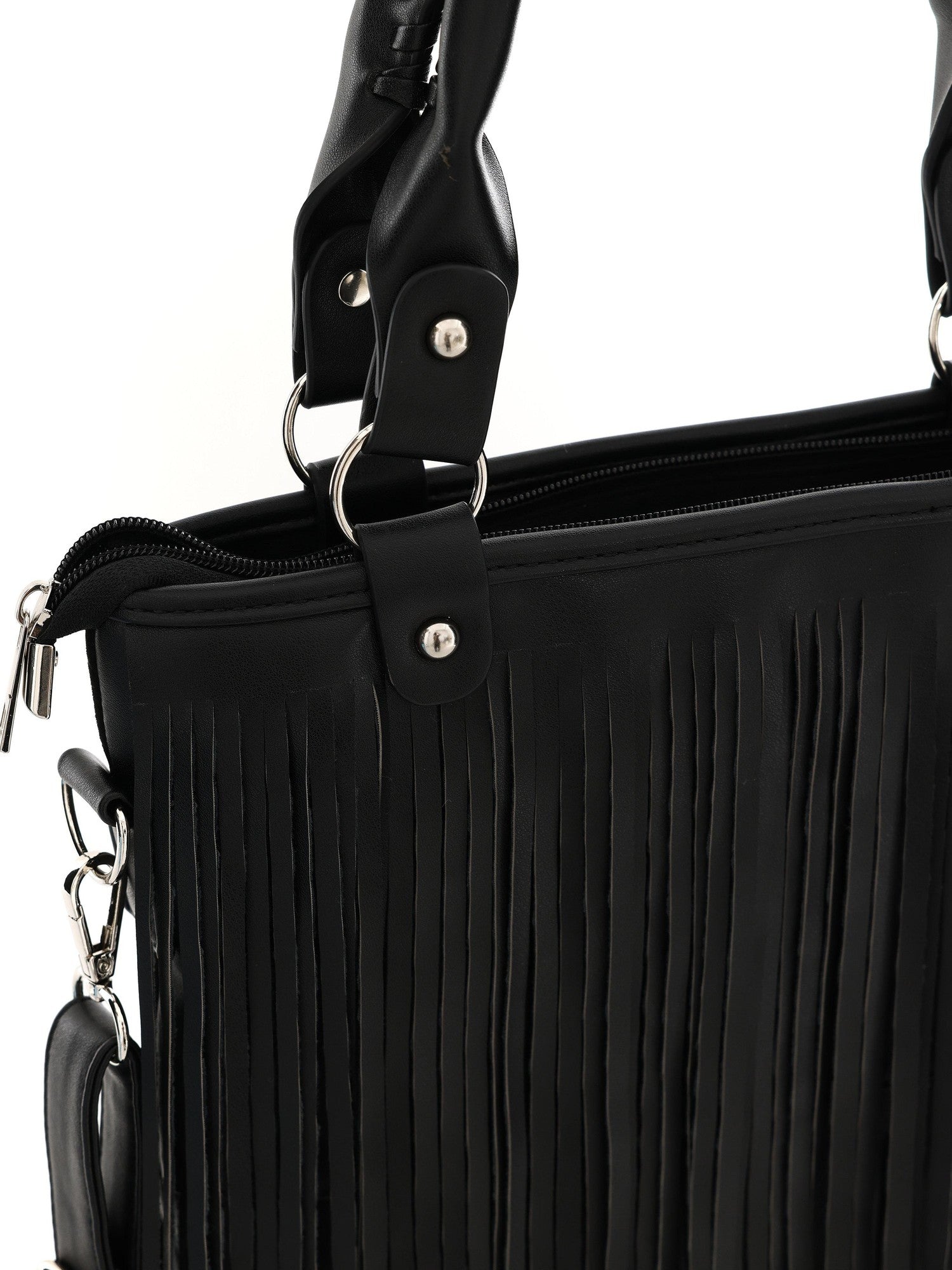 YOSHUYUKI Black Brown Two Tone Vintage Stud Geometric Tassel Punk Women&