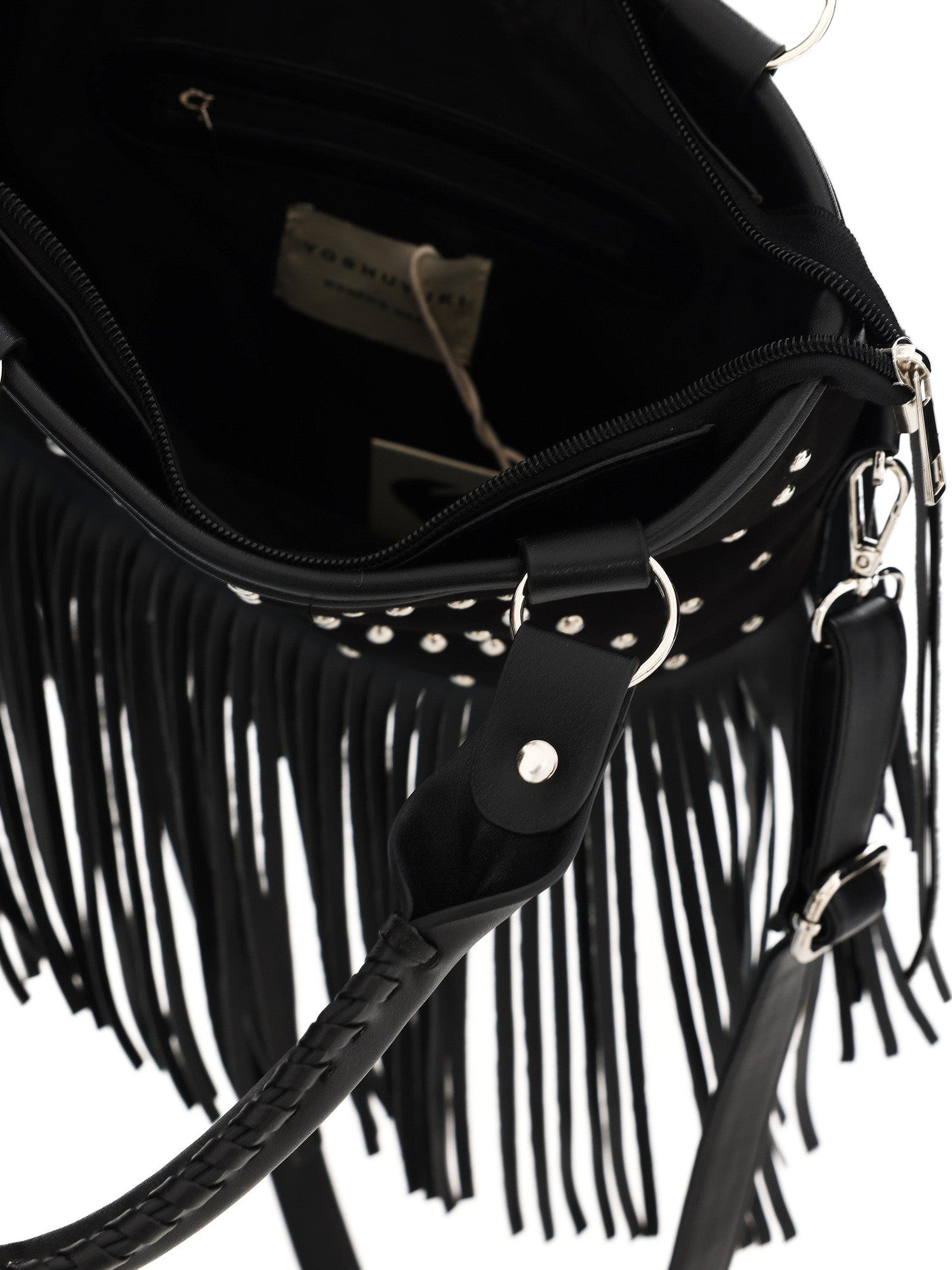 YOSHUYUKI Black Brown Two Tone Vintage Stud Geometric Tassel Punk Women&