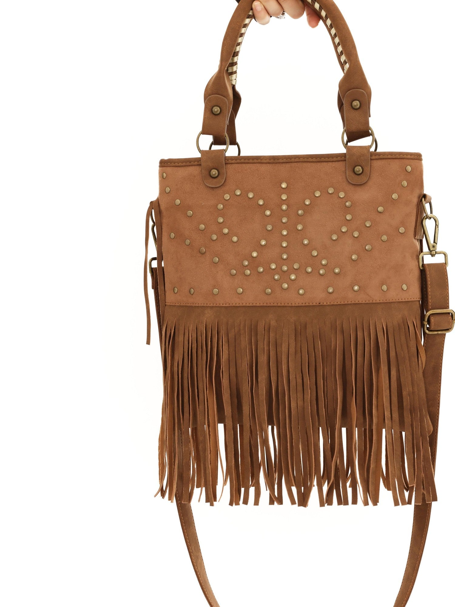 YOSHUYUKI Black Brown Two Tone Vintage Stud Geometric Tassel Punk Women&