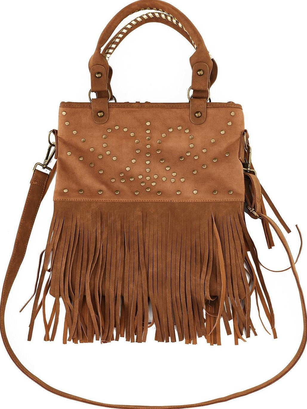 YOSHUYUKI Black Brown Two Tone Vintage Stud Geometric Tassel Punk Women&
